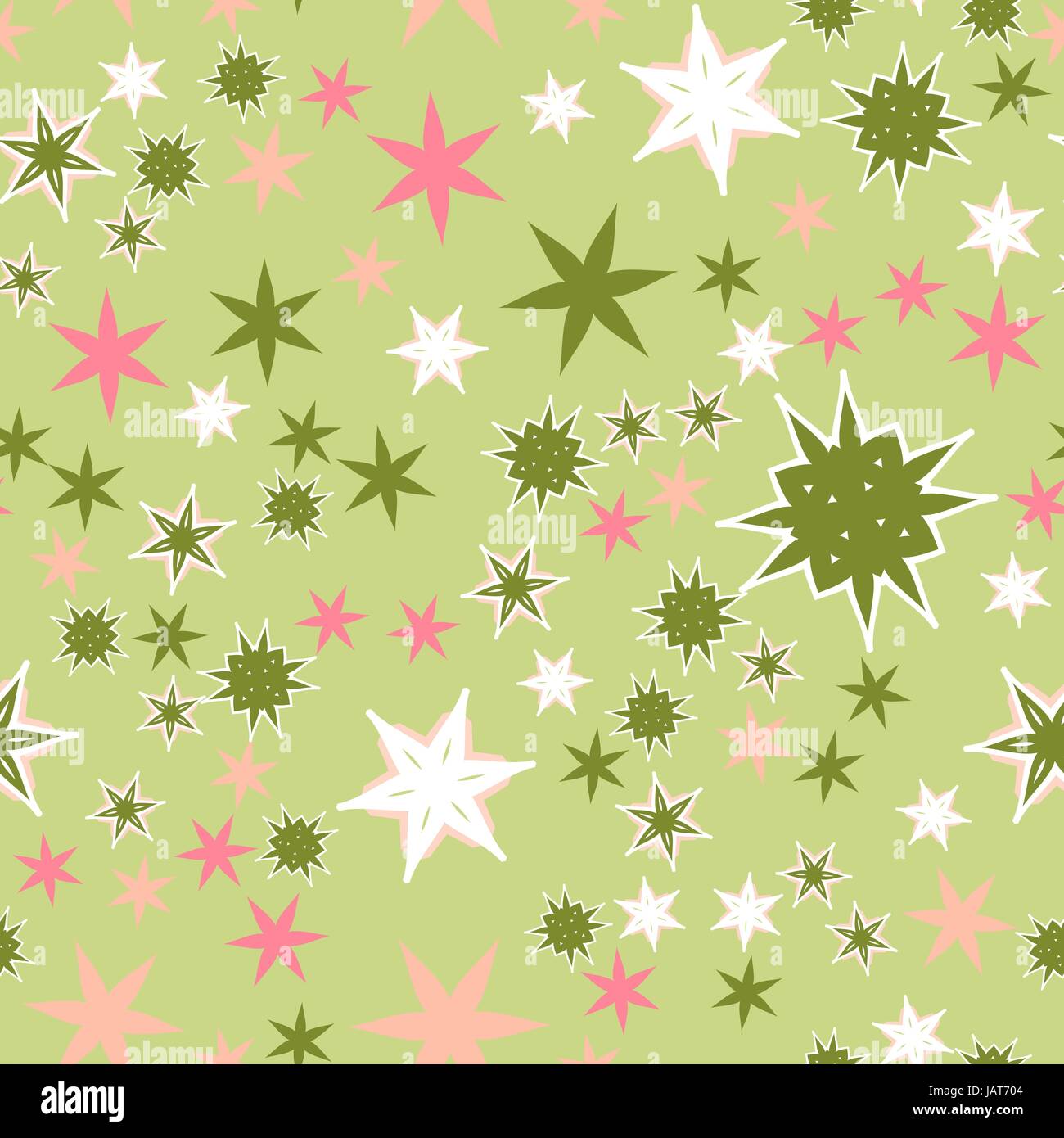 Seamless texture stelle rosa fiori stilizzati e stelle. Illustrazione Vettoriale