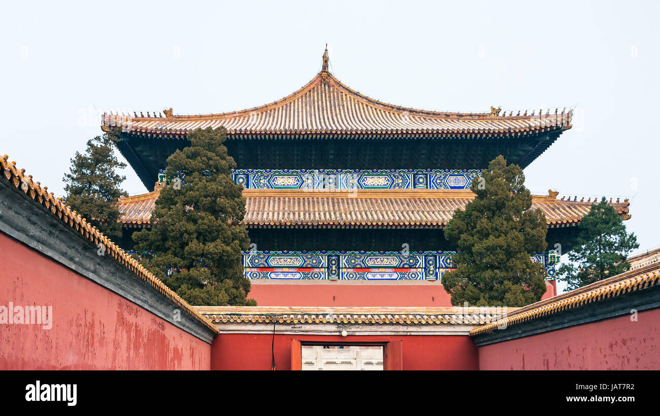 Viaggio in Cina - porta a Imperial Tempio Ancestrale (Taimiao, lavoro culturale del popolo Palace) a Pechino città imperiale in primavera. Foto Stock