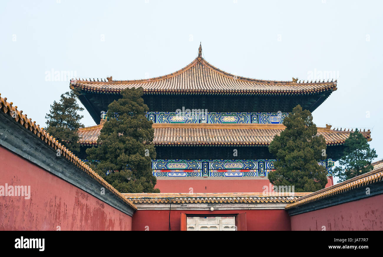 Viaggio in Cina - ingresso al Imperial Tempio Ancestrale (Taimiao, lavoro culturale del popolo Palace) a Pechino città imperiale in primavera. Foto Stock