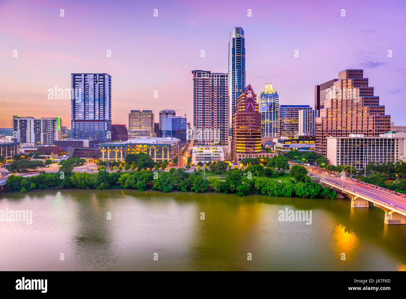 Austin, Texas, Stati Uniti d'America skyline del centro. Foto Stock