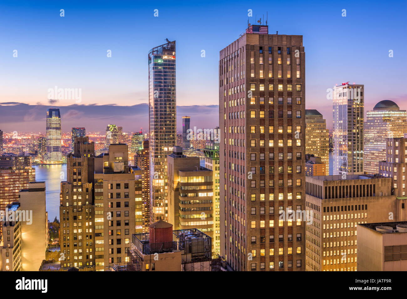 New York City Financial District cityscape. Foto Stock