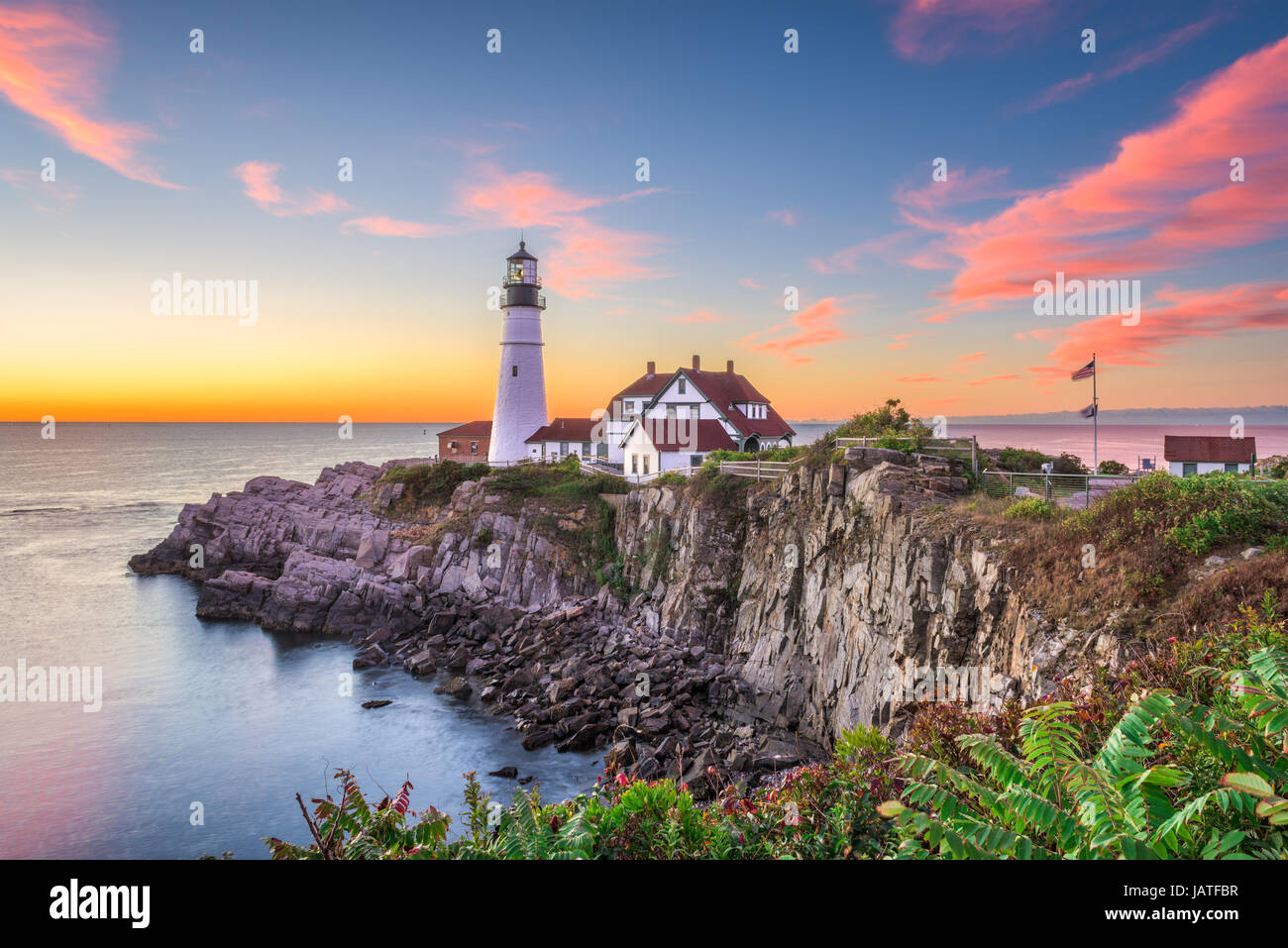 Portland, Maine, Stati Uniti d'America a Portland Head Light. Foto Stock