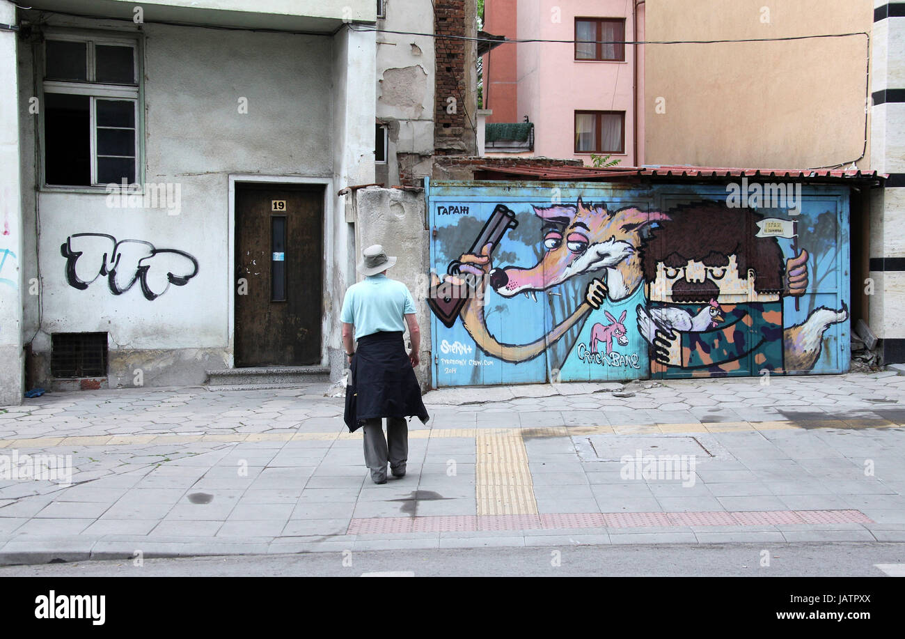 Arte di strada in Plovdiv da Stern Foto Stock