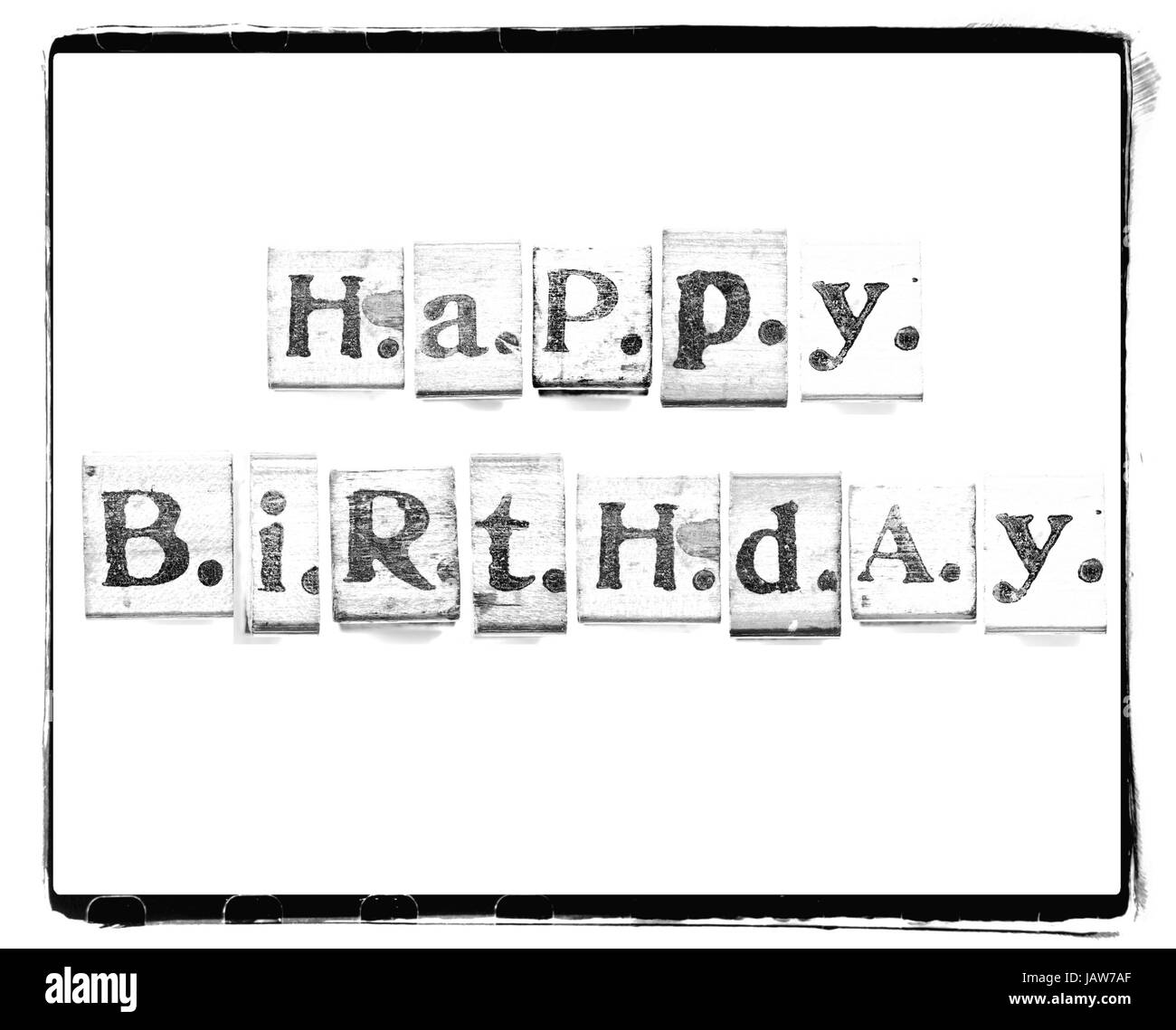 Buon compleanno parole realizzata in legno Vintage stampa di lettera Foto Stock