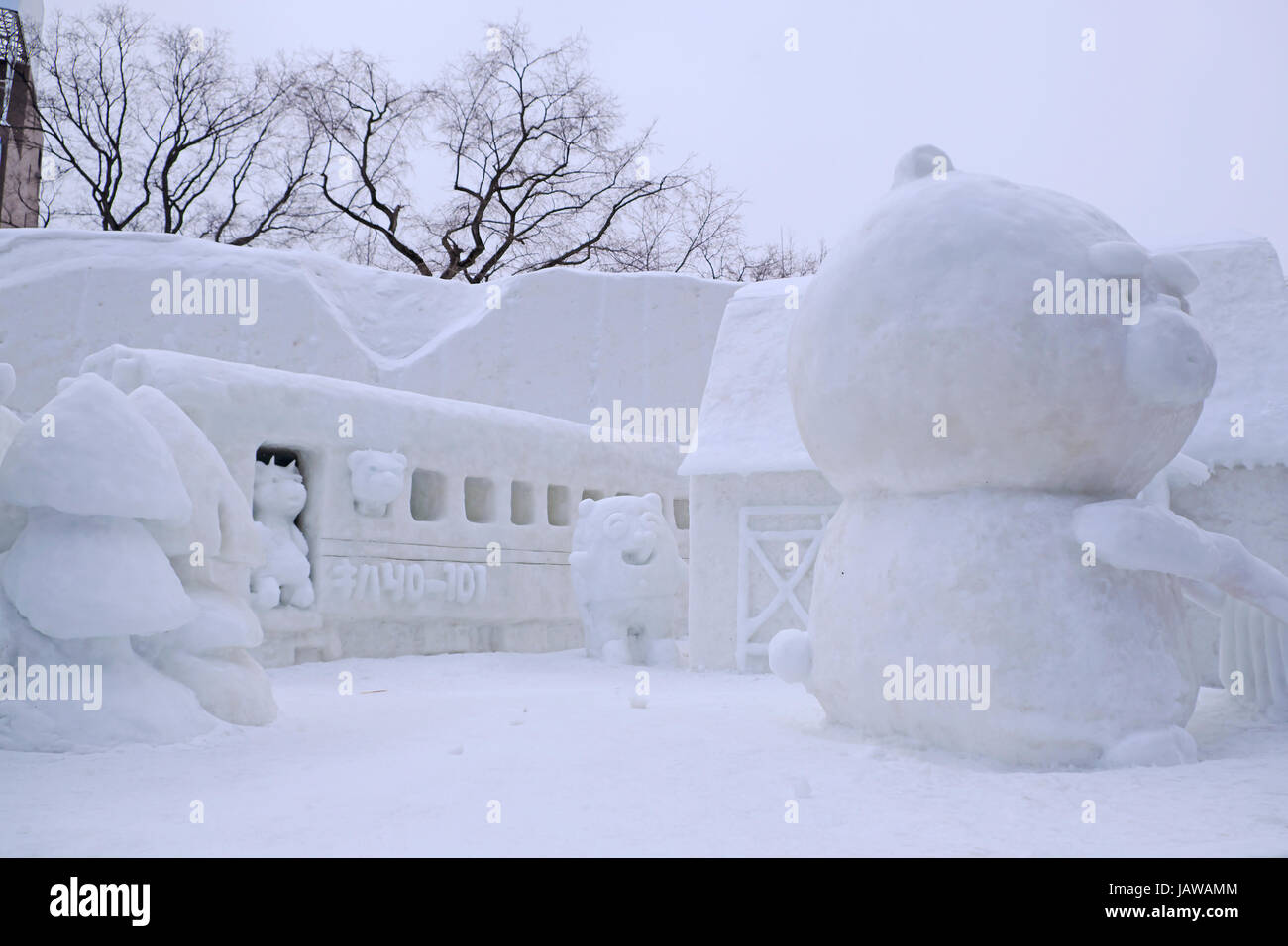 Sapporo, Hokkaido, Giappone. Scultura di neve a Sapporo Snow Festival (Sapporo Yuki Matsuri) Foto Stock