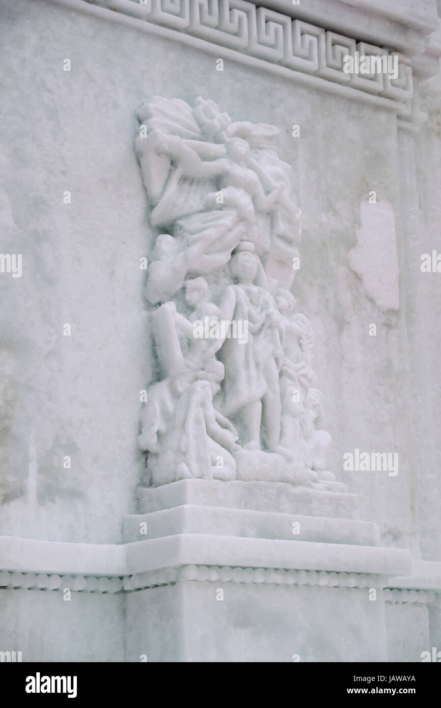 Sapporo, Hokkaido, Giappone. Scultura di neve a Sapporo Snow Festival (Sapporo Yuki Matsuri) Foto Stock