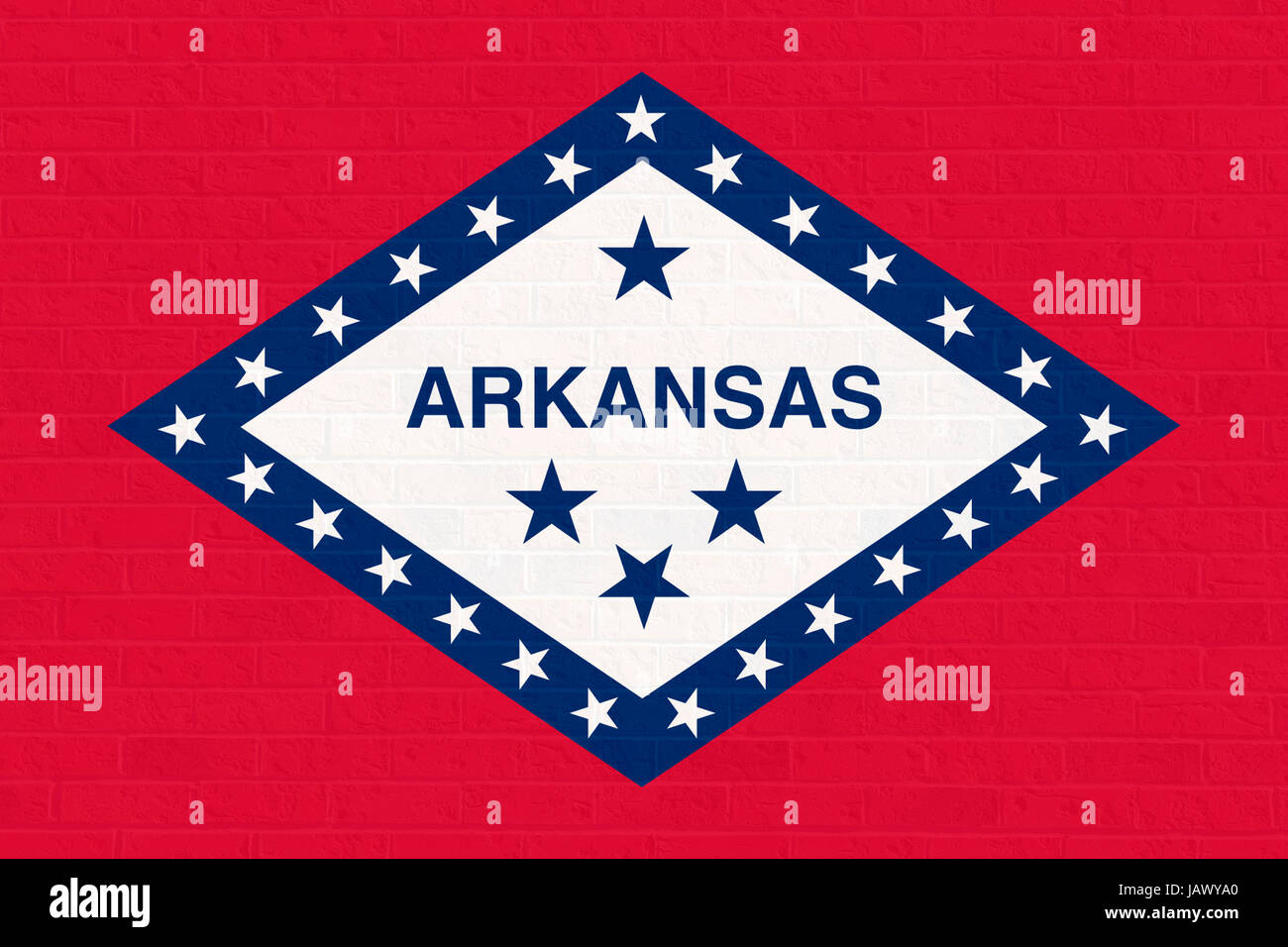 Arkansas state flag di America, isolati su sfondo bianco. Foto Stock