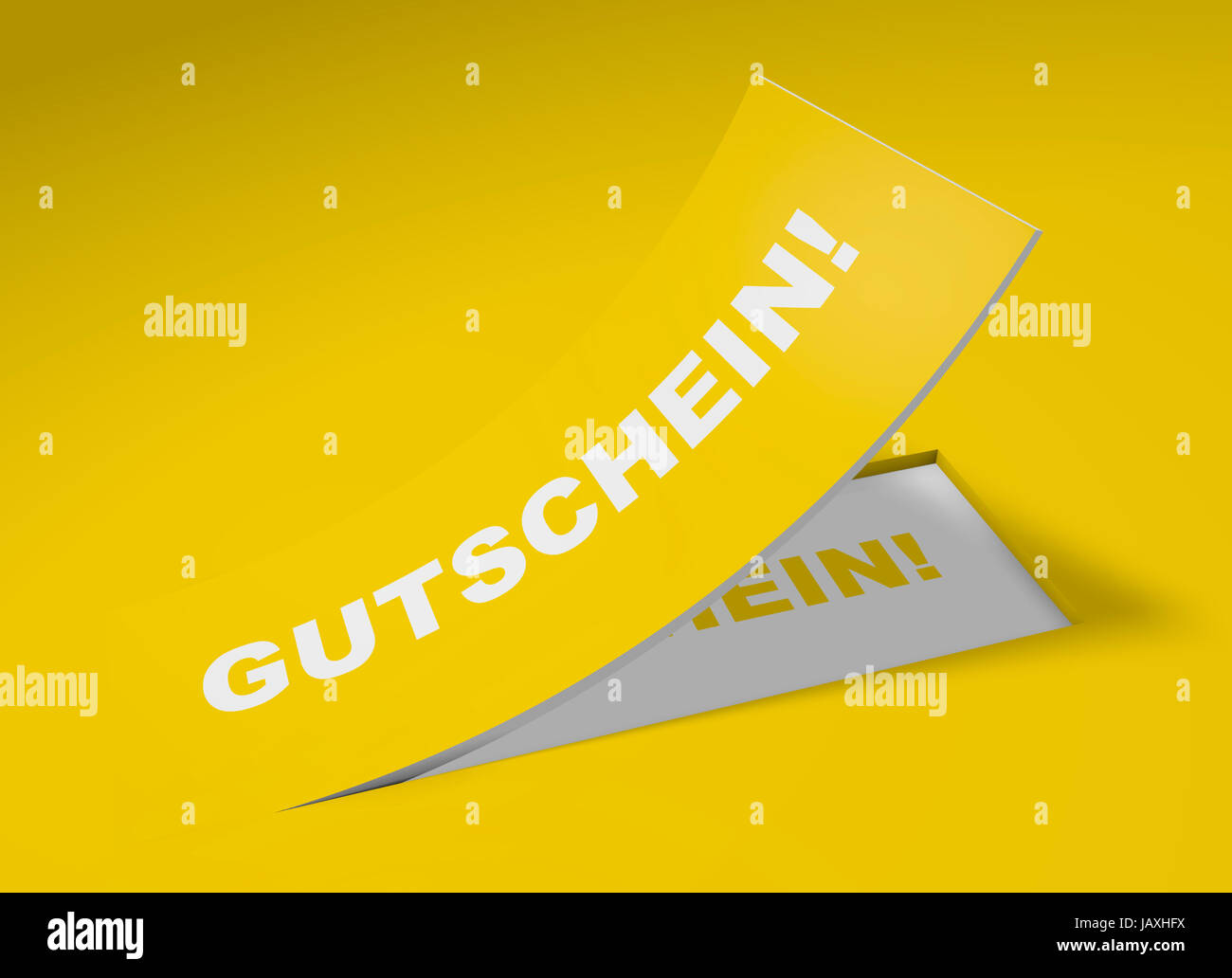 3D Etikett Gelb - Gutschein! Foto Stock