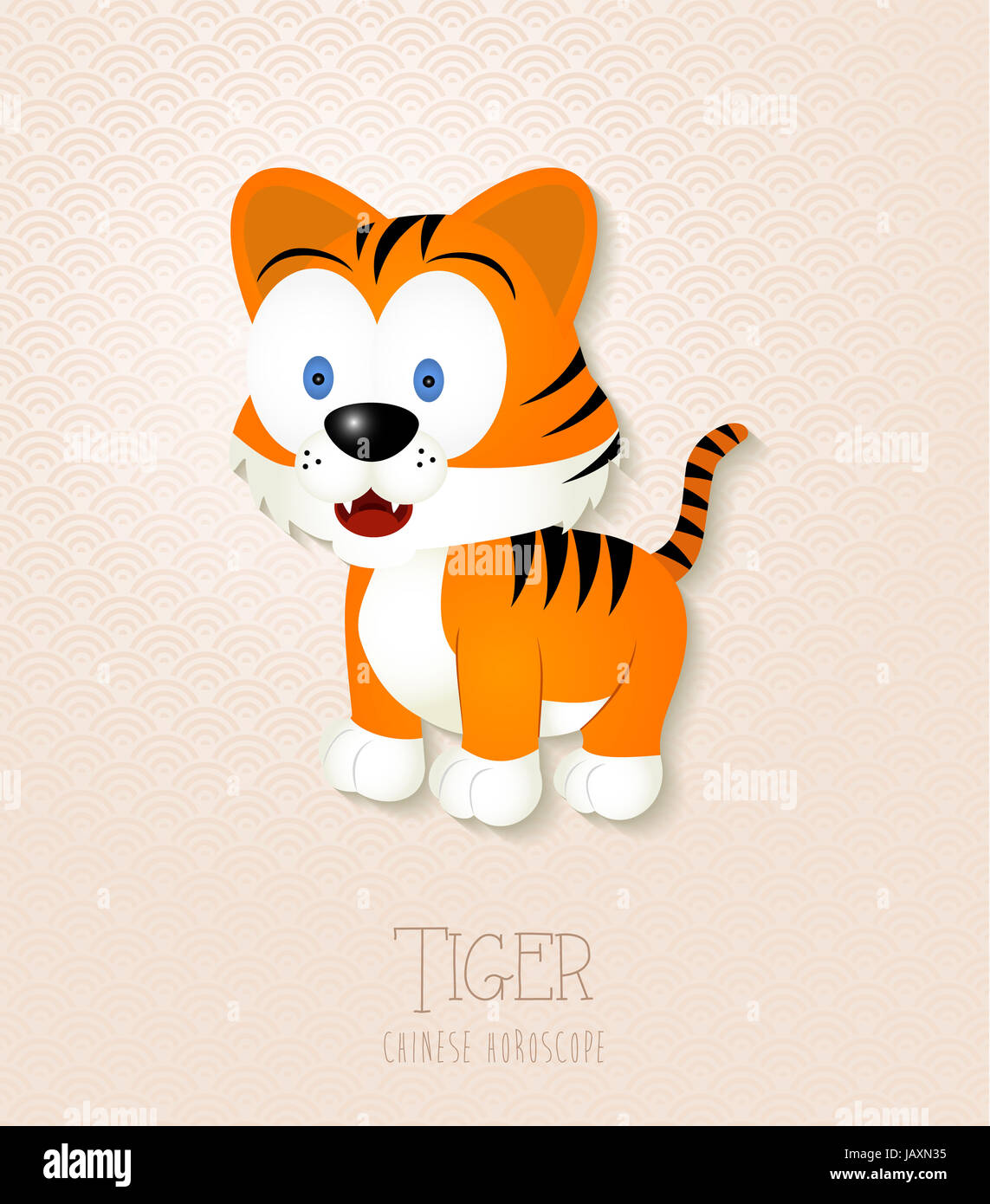 2022 Nuovo Anno Cinese della tigre funny cartoon zodiaco illustrazione di raccolta. EPS10 file vettoriali con strati di trasparenza. Foto Stock