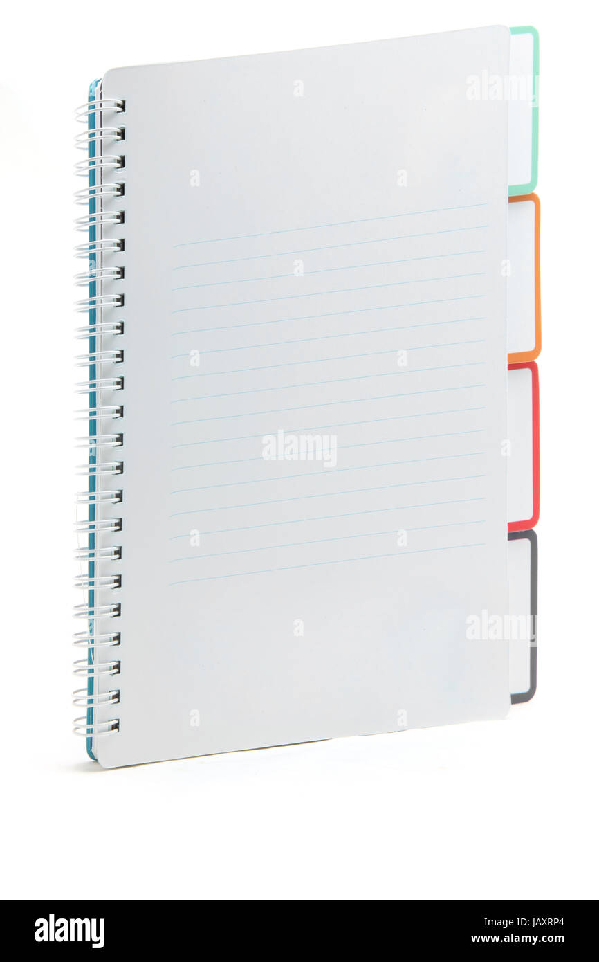 Rilegatura ad anelli libro con indice documento isolato su bianco Foto  stock - Alamy