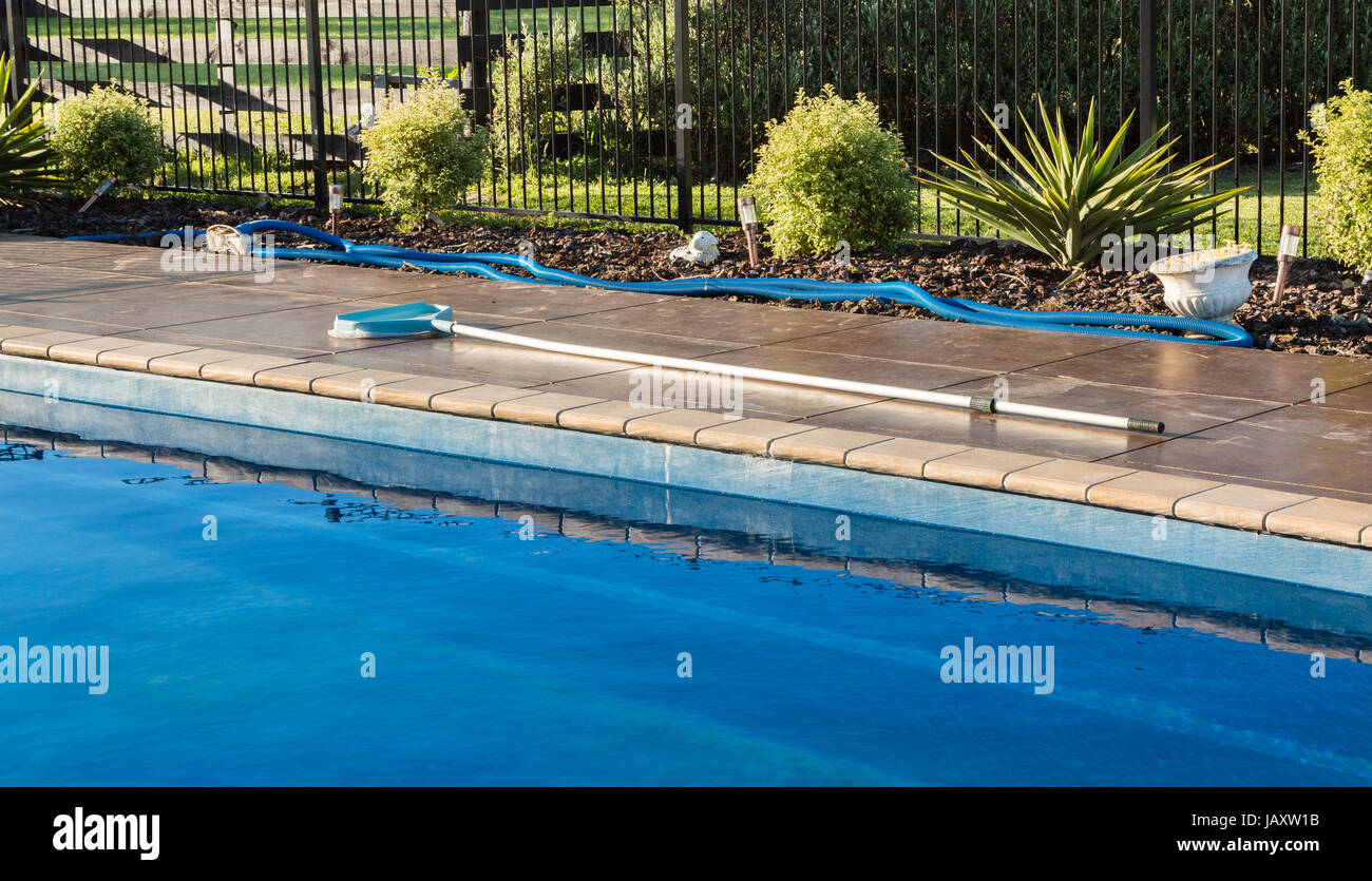 Spazzola di pulizia utilizzati per pulire la piscina. Foto Stock