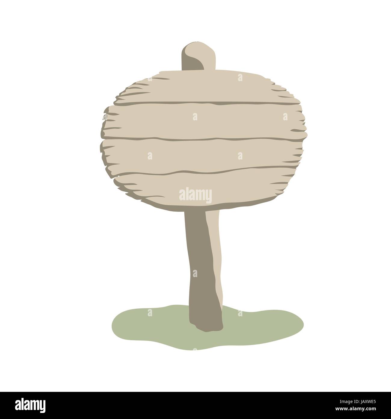 La forma rotonda blank weathered cartello in legno tavole vettoriali in stile cartone animato Illustrazione Vettoriale