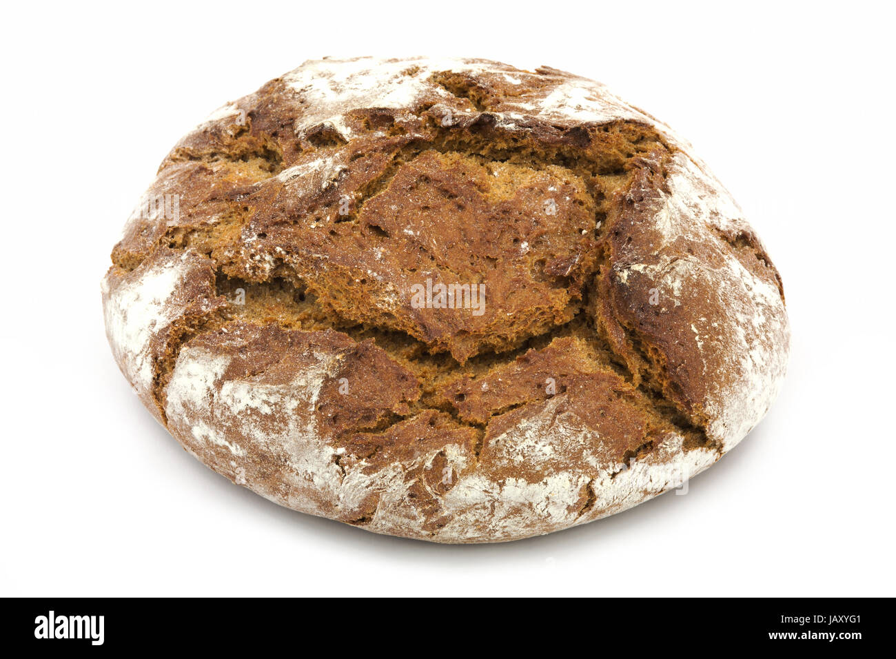 Brot, frischer knuspriger Brotlaib auf weissem Hintergrund Foto Stock
