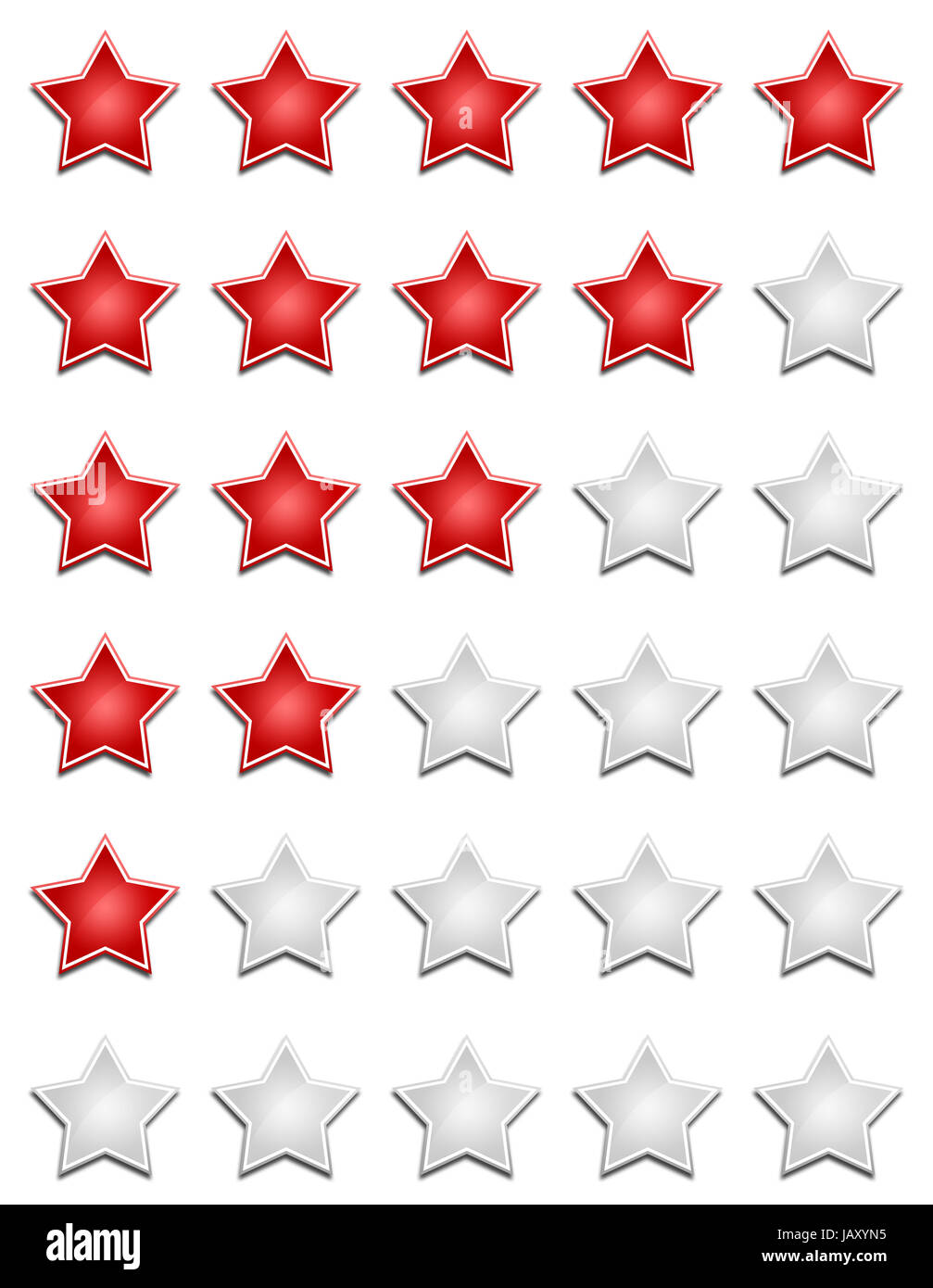 Rote Sterne Bewertungssystem Foto Stock