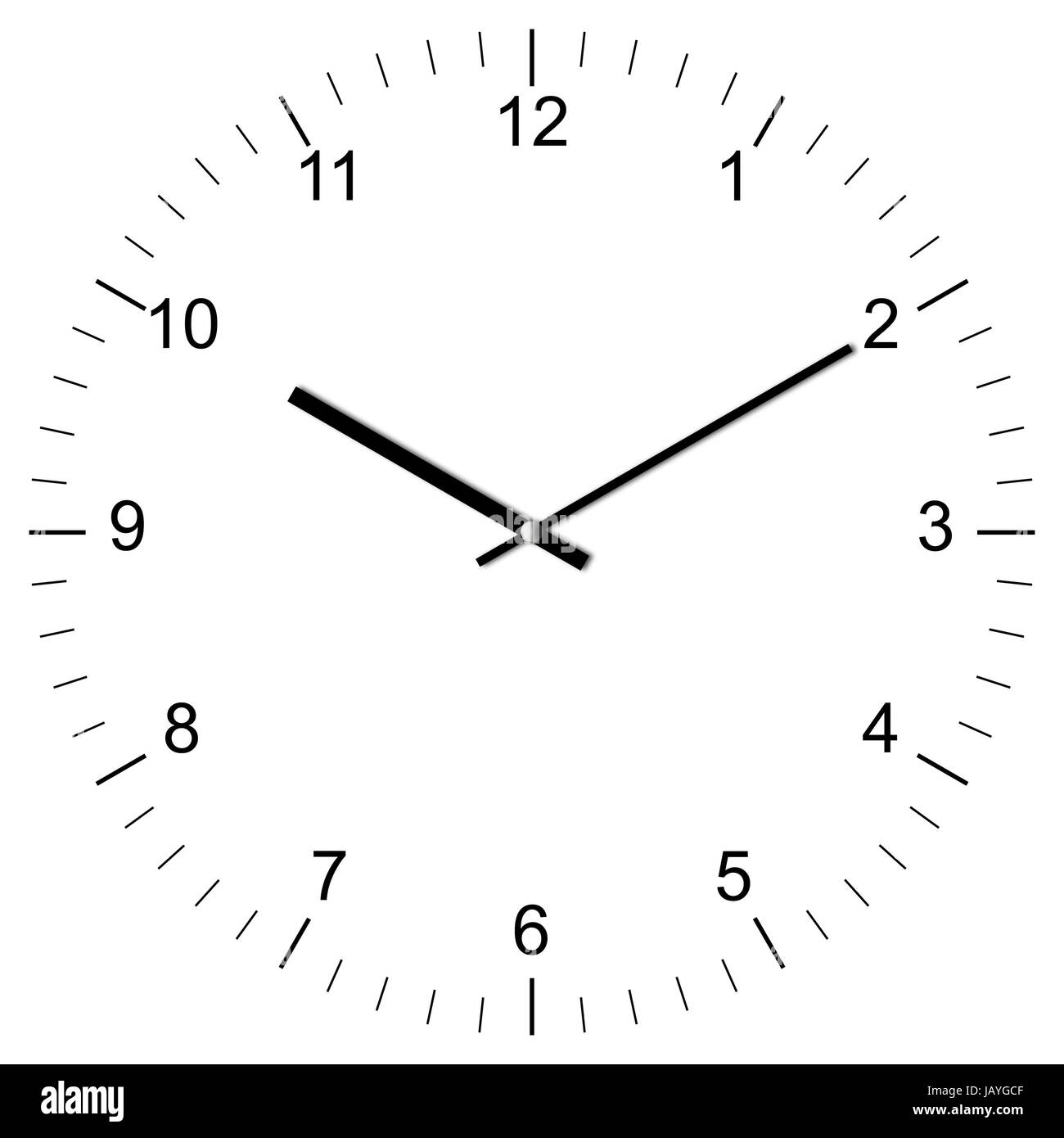 Illustrazione einer Uhr um 10:10 Uhr freigestellt auf weißem Hintergrund Foto Stock
