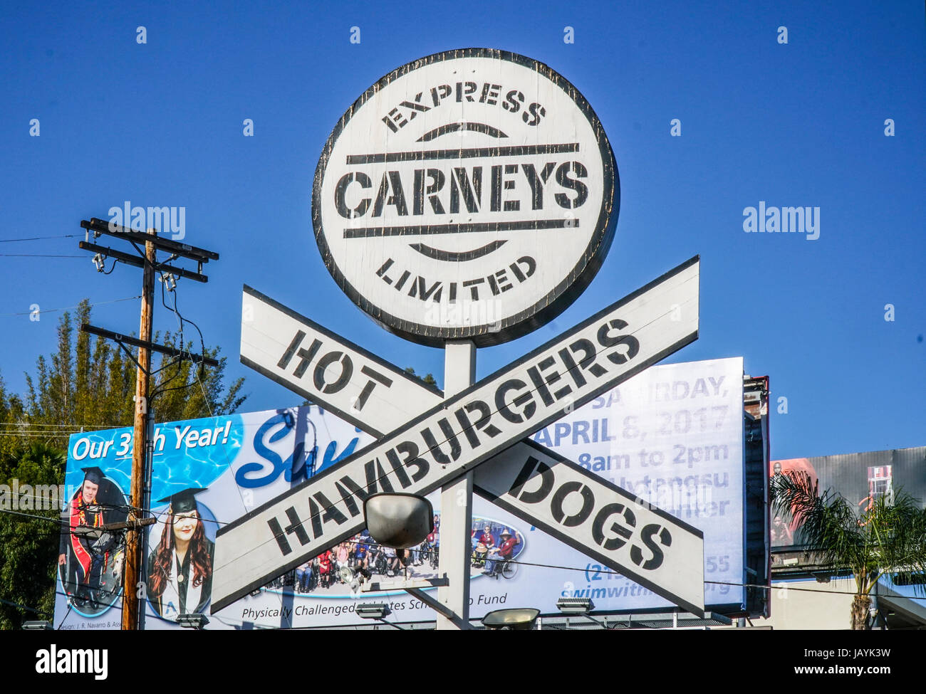 Famoso ristorante fast food in un vagone del treno - Carneys in Los Angeles - LOS ANGELES - California Foto Stock