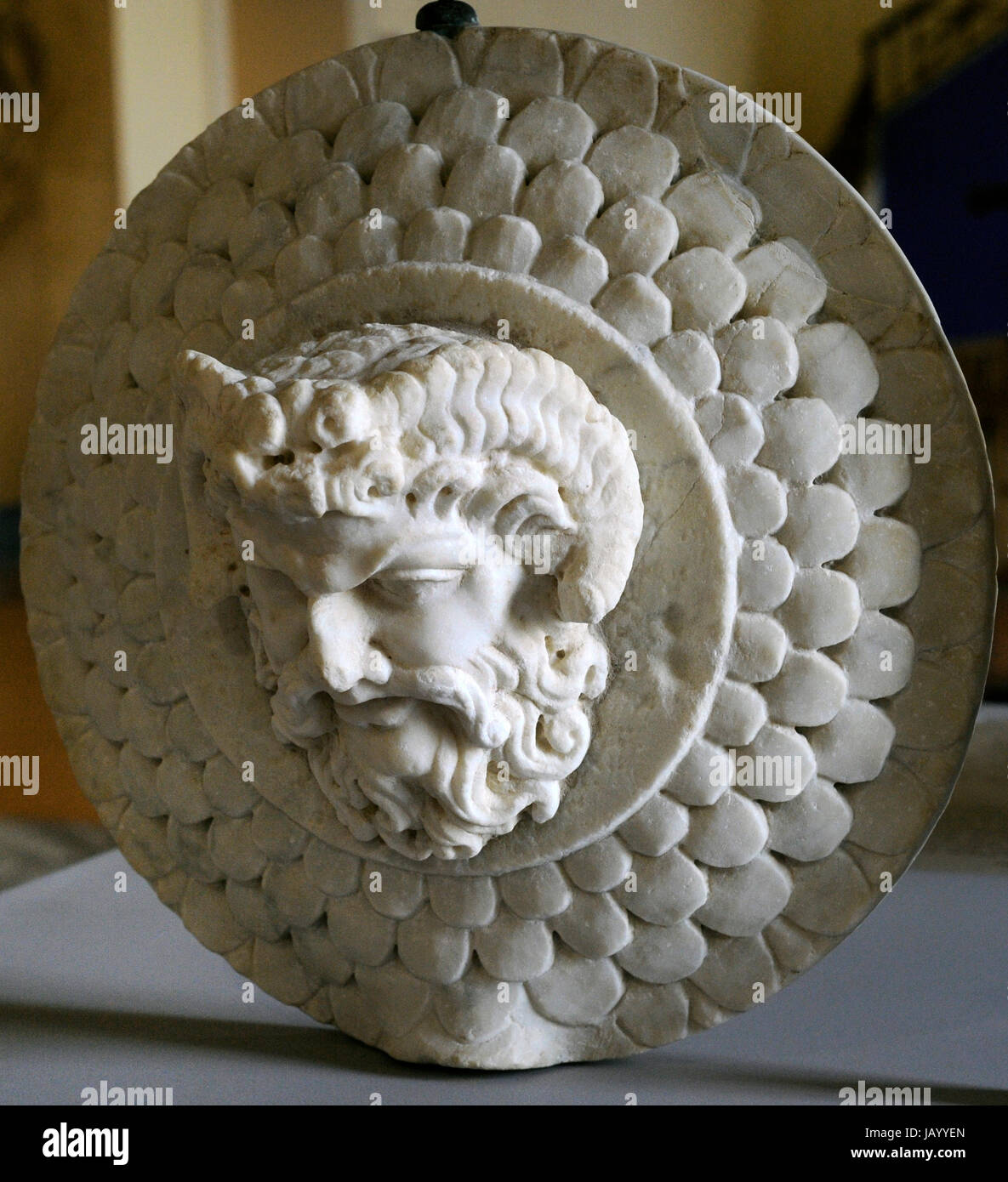 Clipeus di Zeus Amon 50-79 AD- Neronian-Flavian età. Da Pompei. Egypt-Naples. Dall'Orient. Museo Archeologico Nazionale. Napoli. L'Italia. Foto Stock