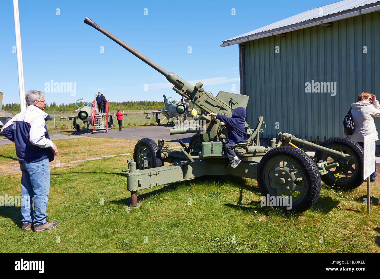 Bofors 40 mm pistola sul display, Lappeenranta FINLANDIA Foto Stock