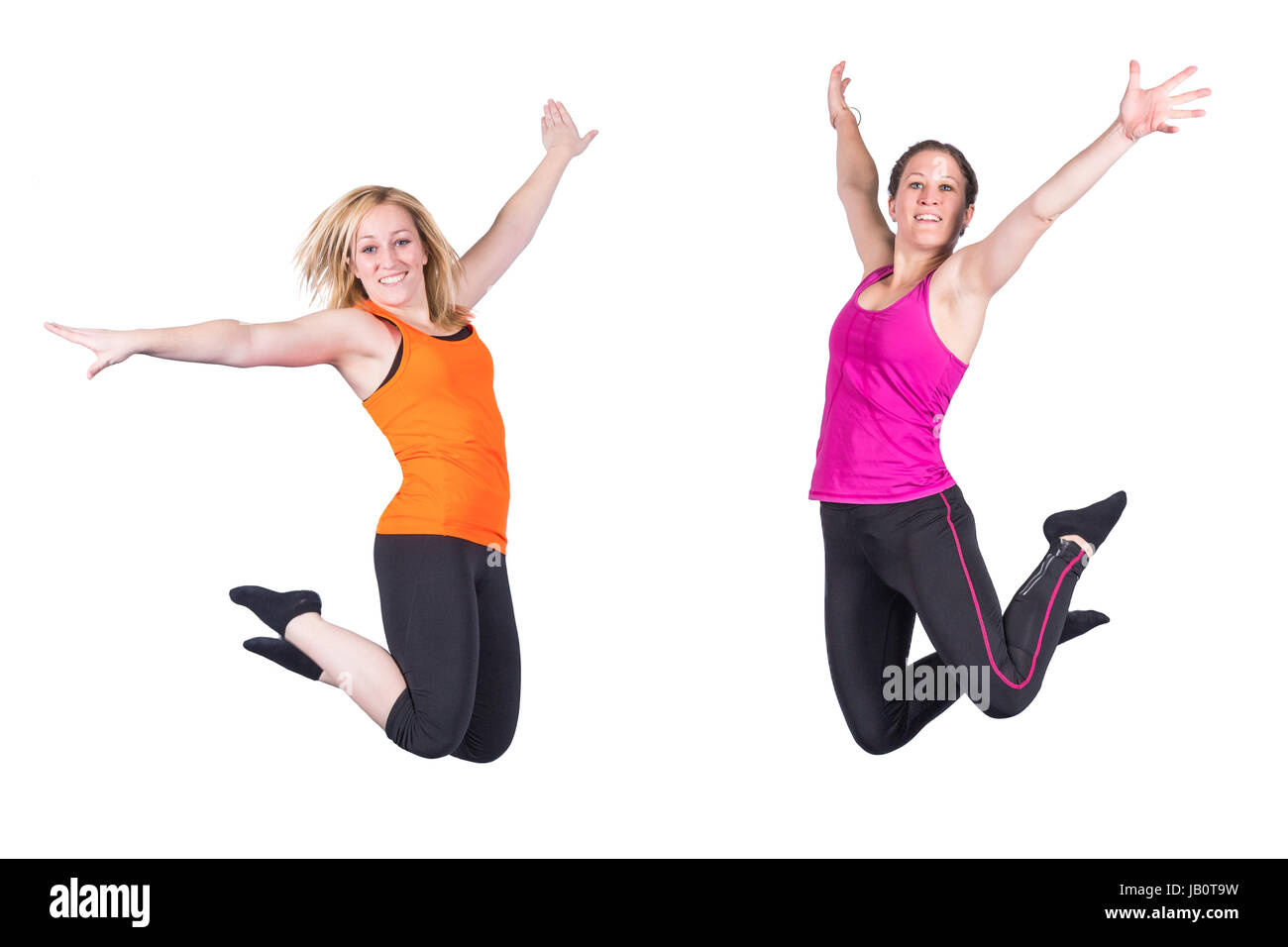 Zwei Sportlerinnen in der Luft Foto Stock