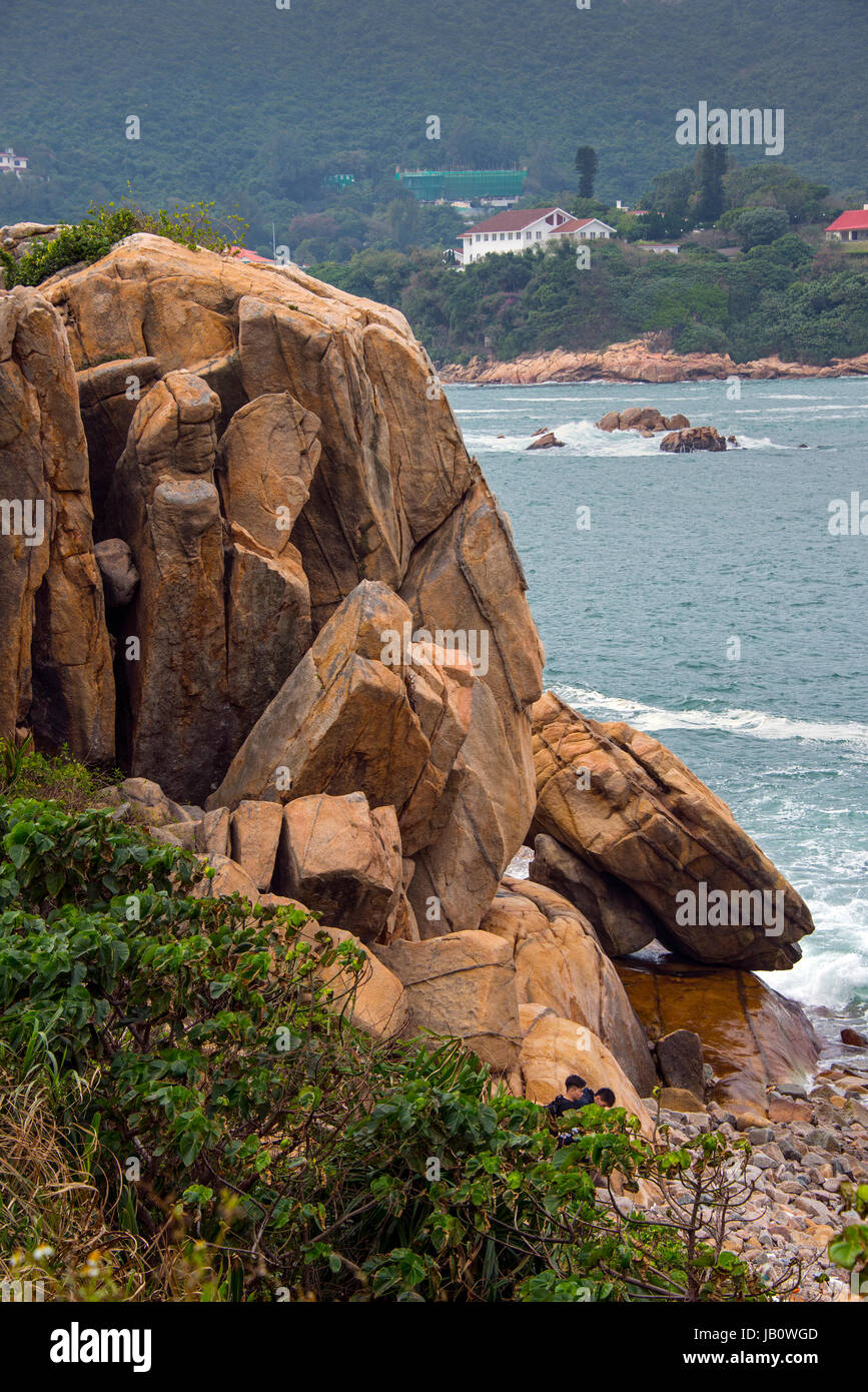 Shek-O linea costiera e sul Mare del Sud della Cina, Hong Kong Foto Stock
