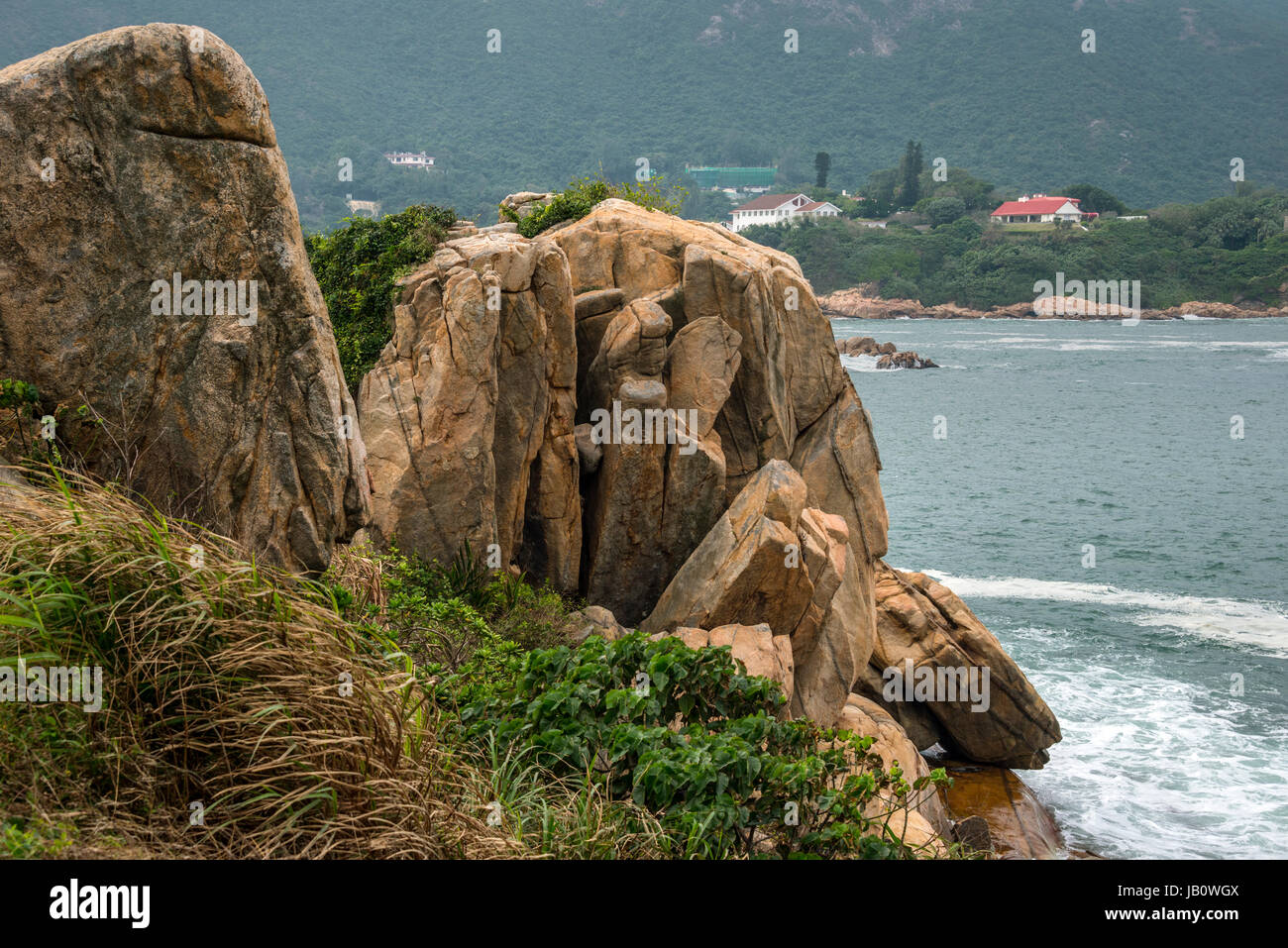 Shek-O linea costiera e sul Mare del Sud della Cina, Hong Kong Foto Stock