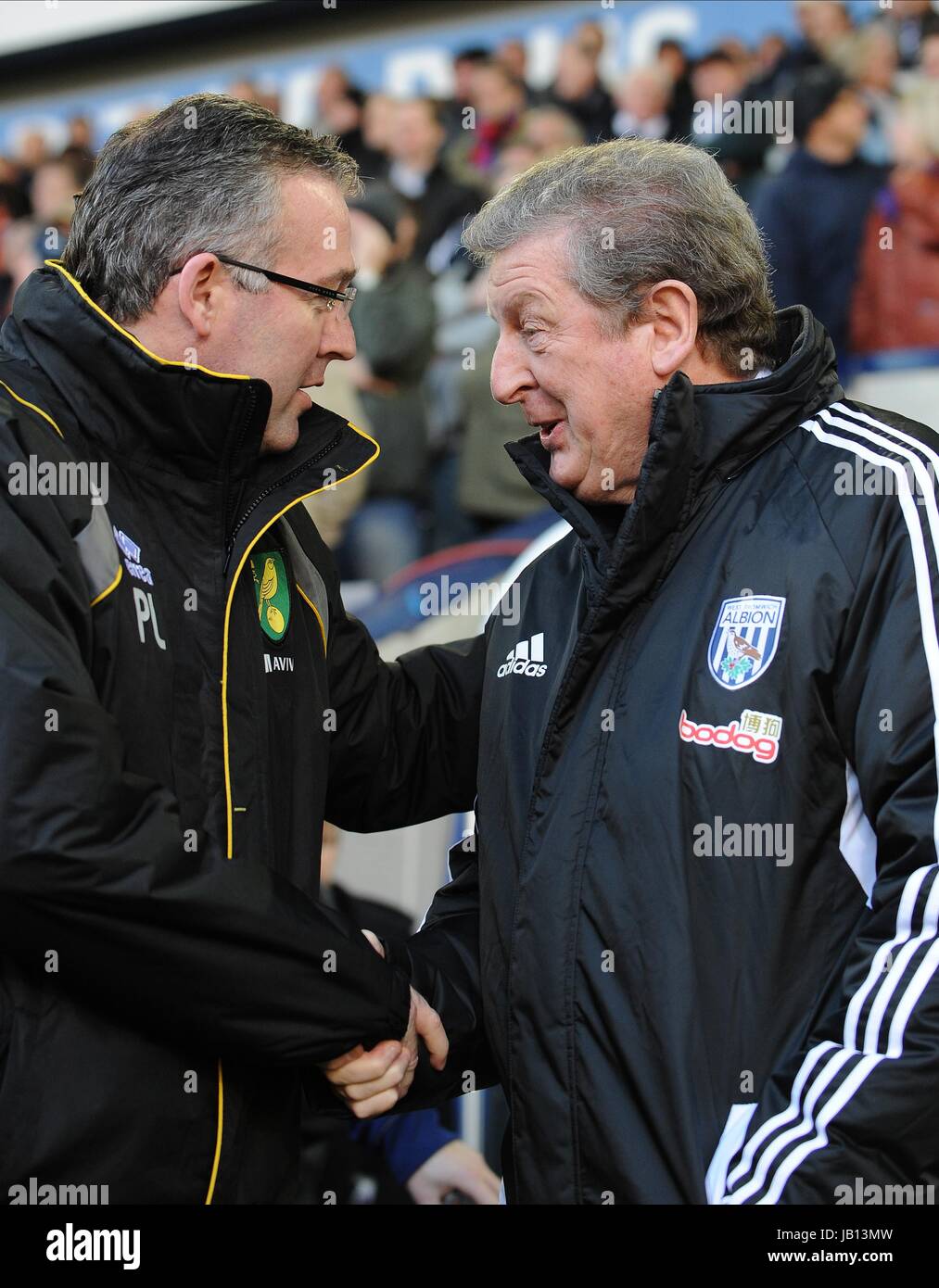 PAUL LAMBERT ROY HODGSON West Bromwich Albion V West Bromwich Albion V NORWICH THE HAWTHORNS Birmingham Inghilterra 14 Gennaio 201 Foto Stock