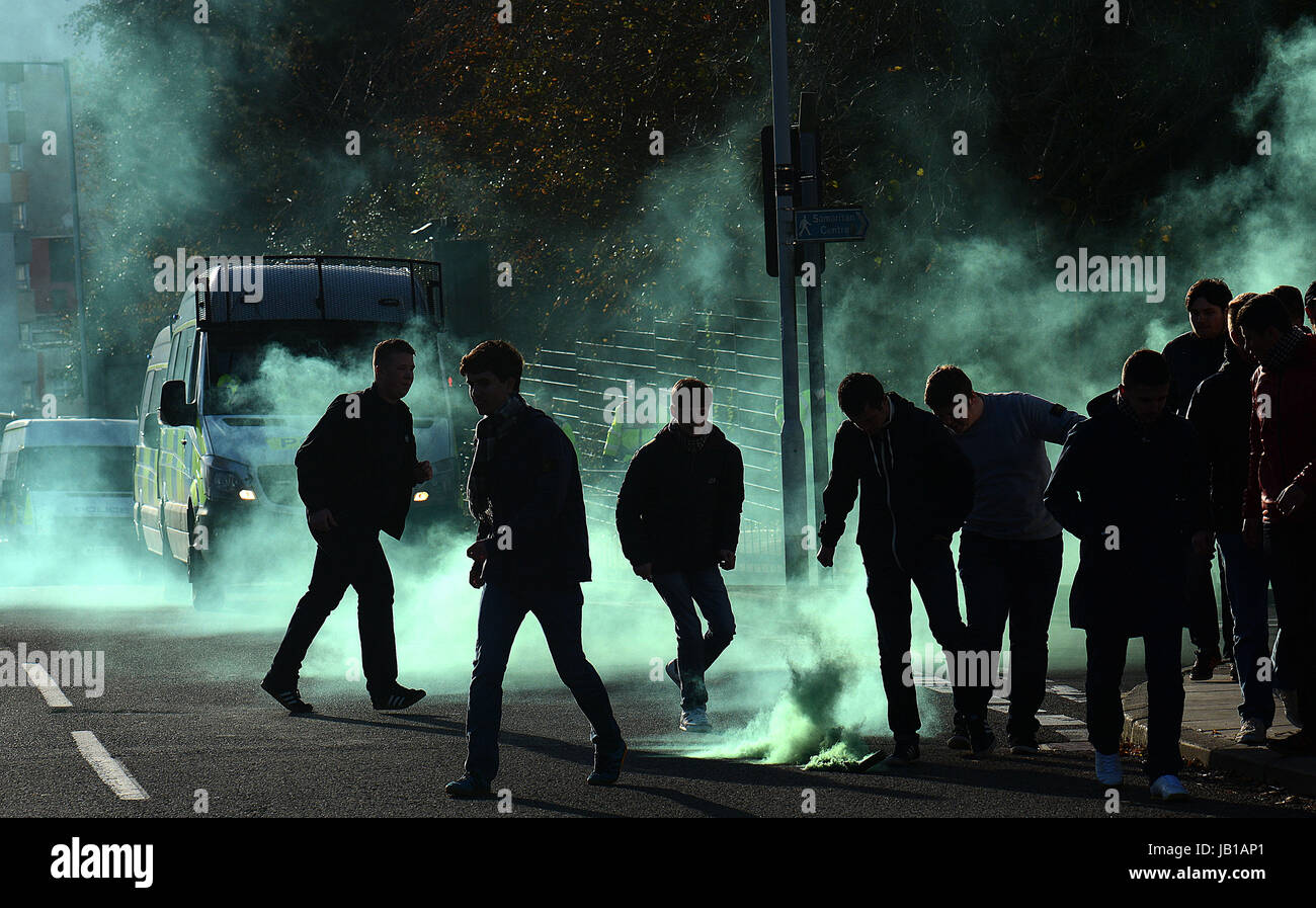 Plymouth Argyle i tifosi di calcio, Devon, Regno Unito Foto Stock