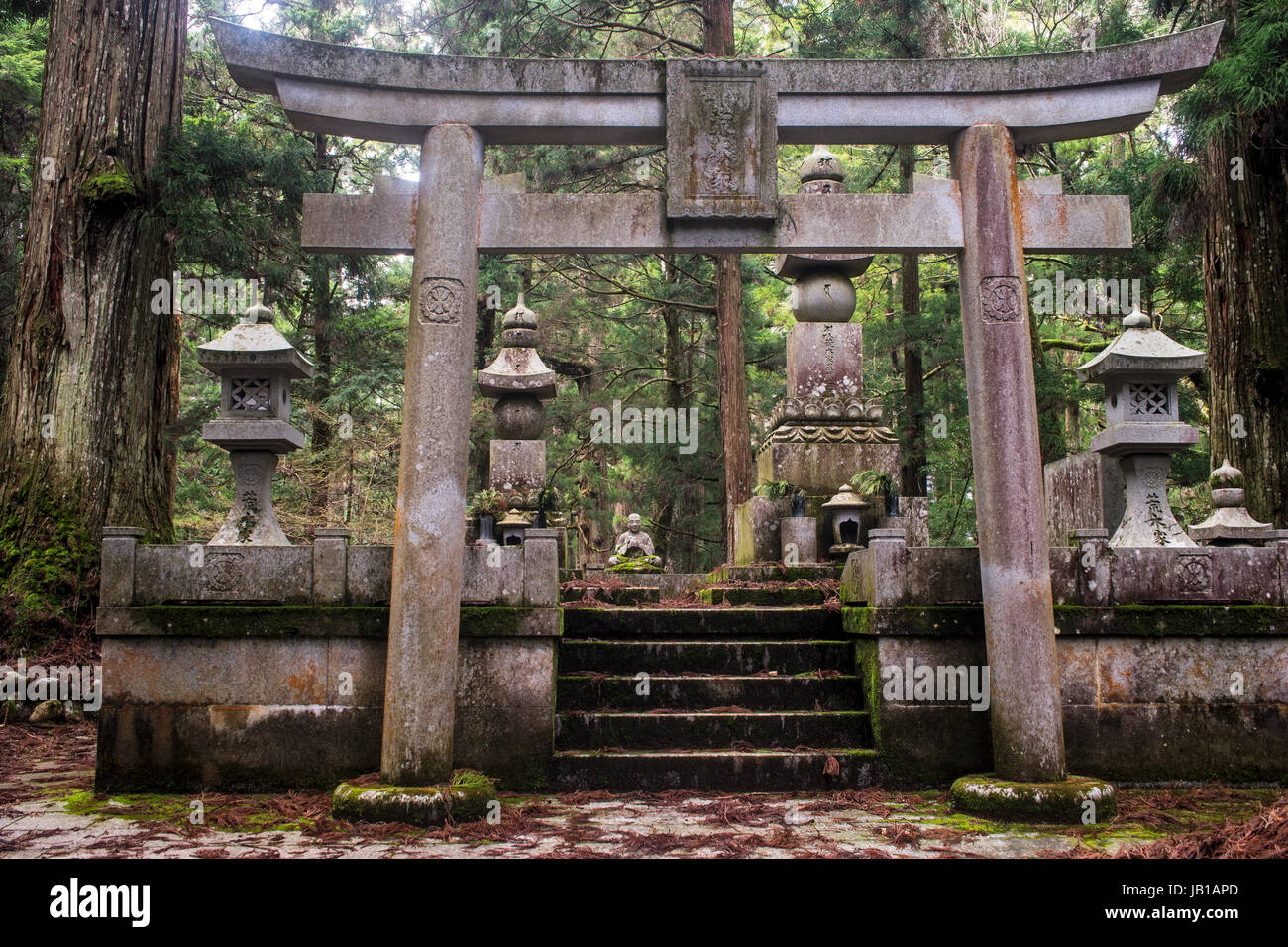 Graves sul cimitero di Koya-san, patrimonio culturale mondiale dell UNESCO, Wakayama, vicino ad Osaka, Giappone Foto Stock