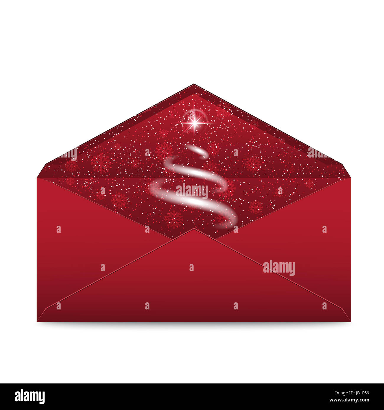 Natale busta rossa con stelle e blizzard fiocchi di neve Foto Stock