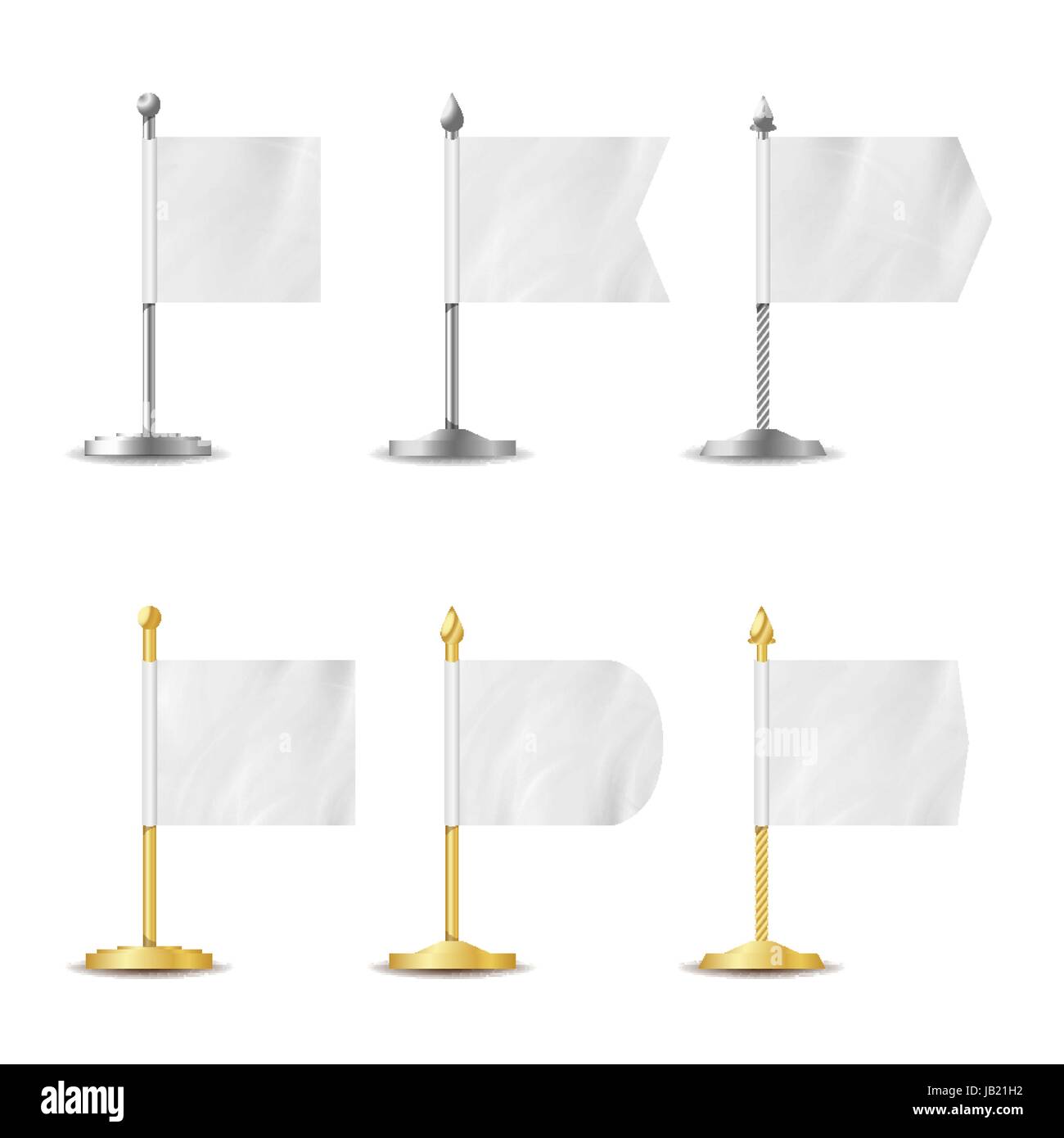 Blank bandiere bianche Pocket tabella vettore. Modello realistico impostato per attività di promozione e di pubblicità Illustrazione Vettoriale