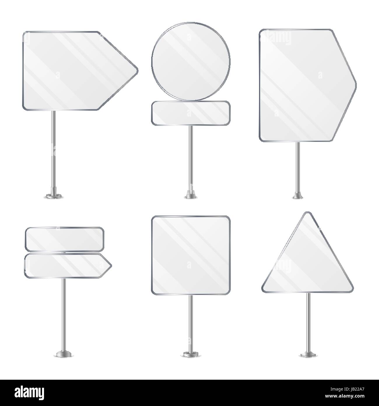 Vuoto bianco porta all'aperto si erge il vettore Set. Modello realistico per Business Pubblicità isolato su bianco. Vettore Illustrazione Vettoriale