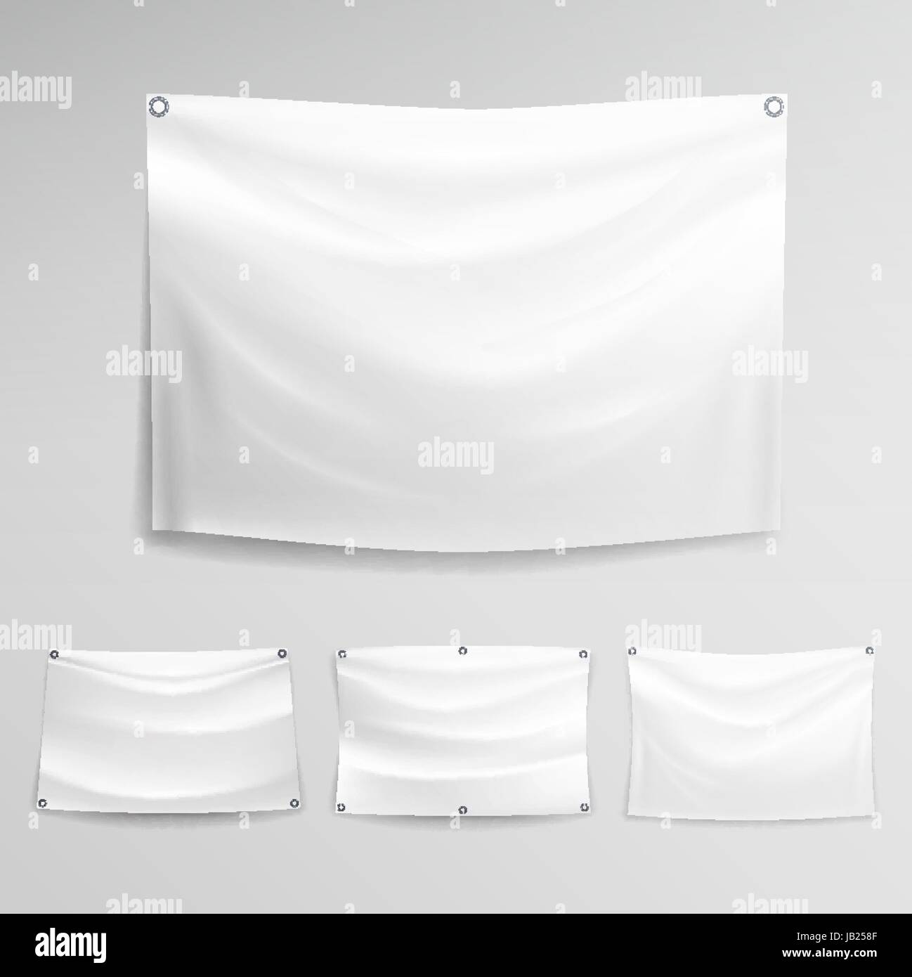 Banner bianco vettore. Realistico rettangolare orizzontale pubblicità Illustrazione Vettoriale