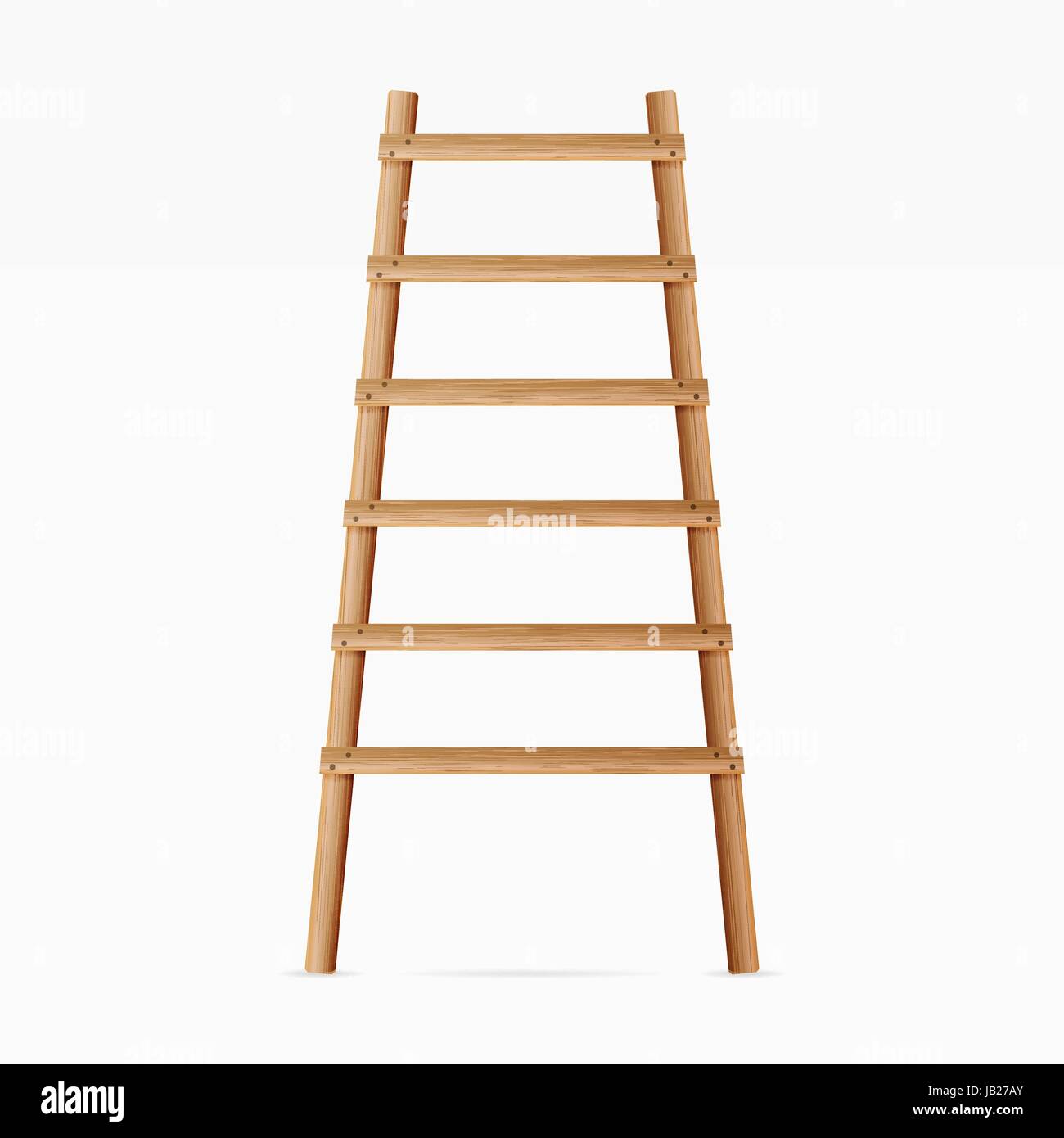 Scaletta di legno vettore. Isolato su sfondo bianco. Realistico Illustrazione Vettoriale