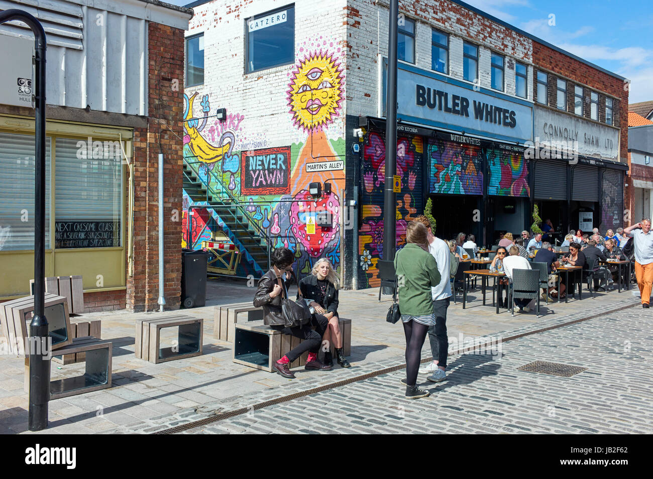 Il maggiordomo bianchi cafe ristorante in Humber Street, Hull Foto Stock