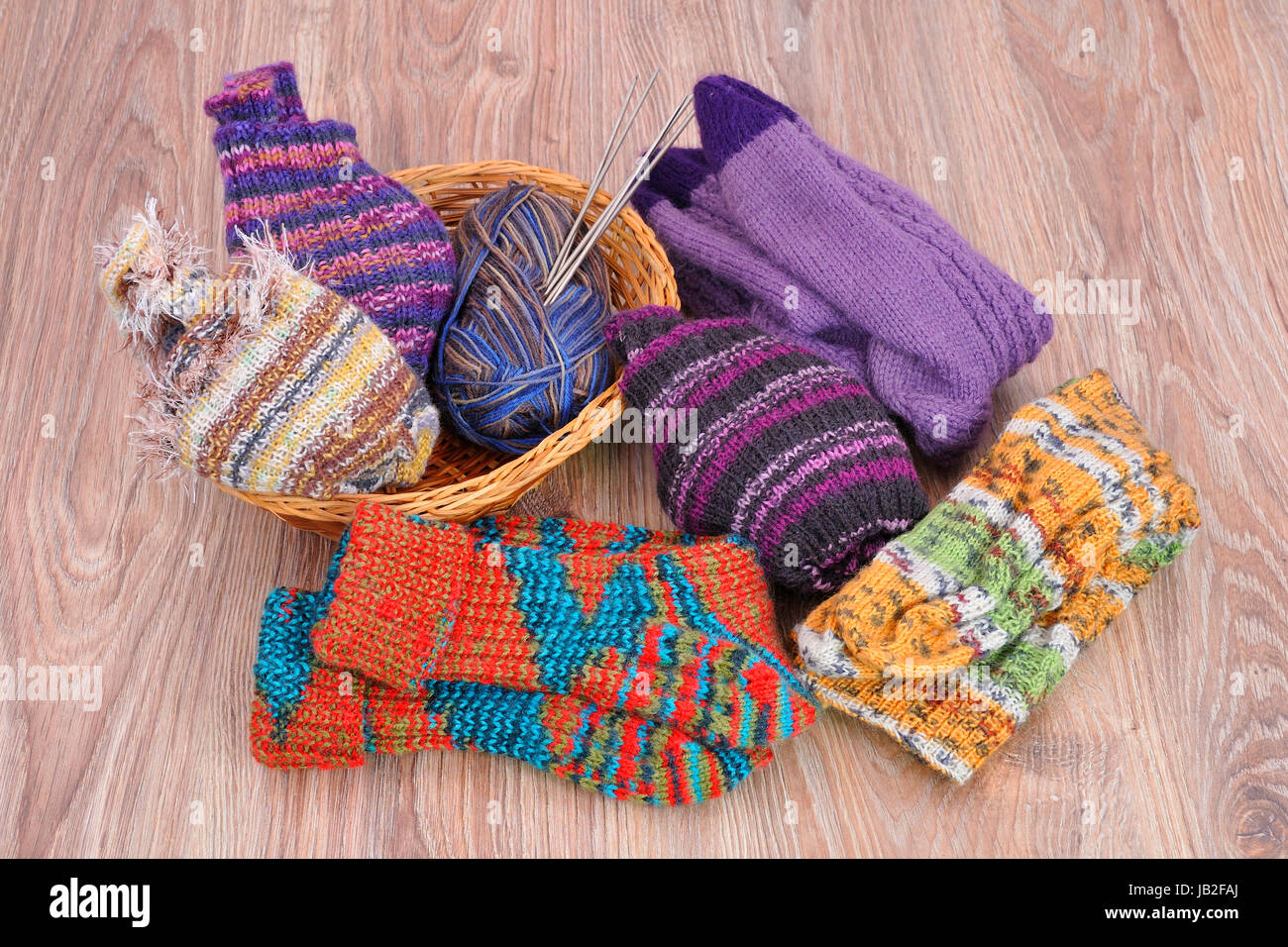 Riccamente colorata lana Foto Stock