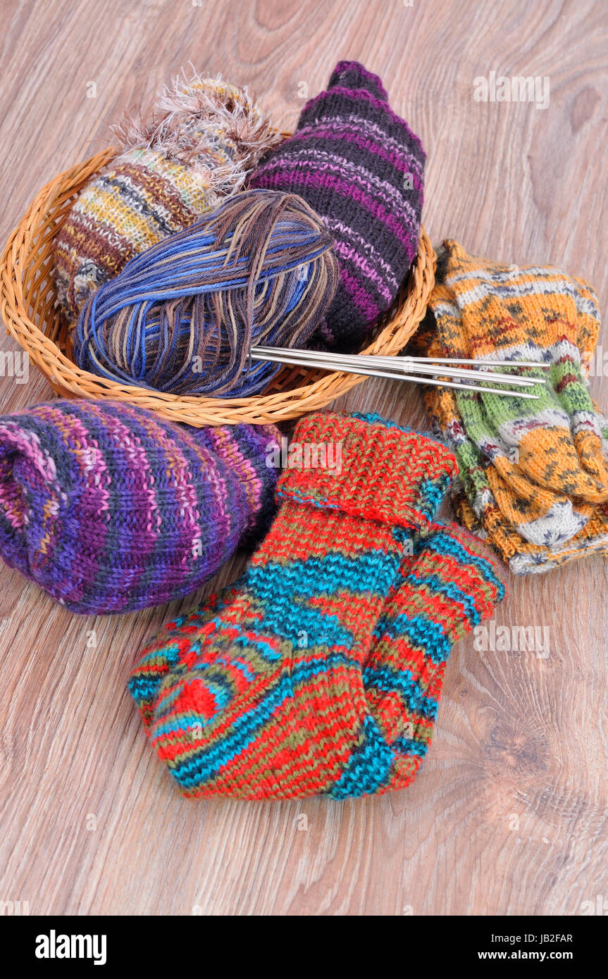 Riccamente colorata lana Foto Stock