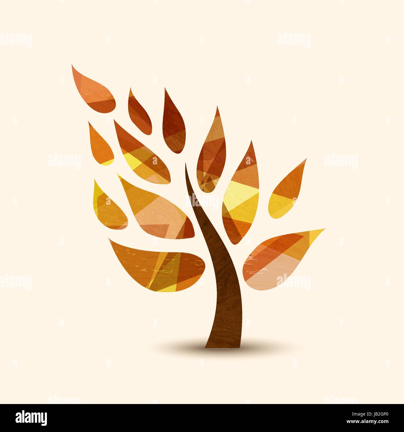 Semplice simbolo di albero con foglie di autunno. Concetto illustrazione per la cura per l ambiente o Natura progetto di guida. EPS10 vettore. Illustrazione Vettoriale