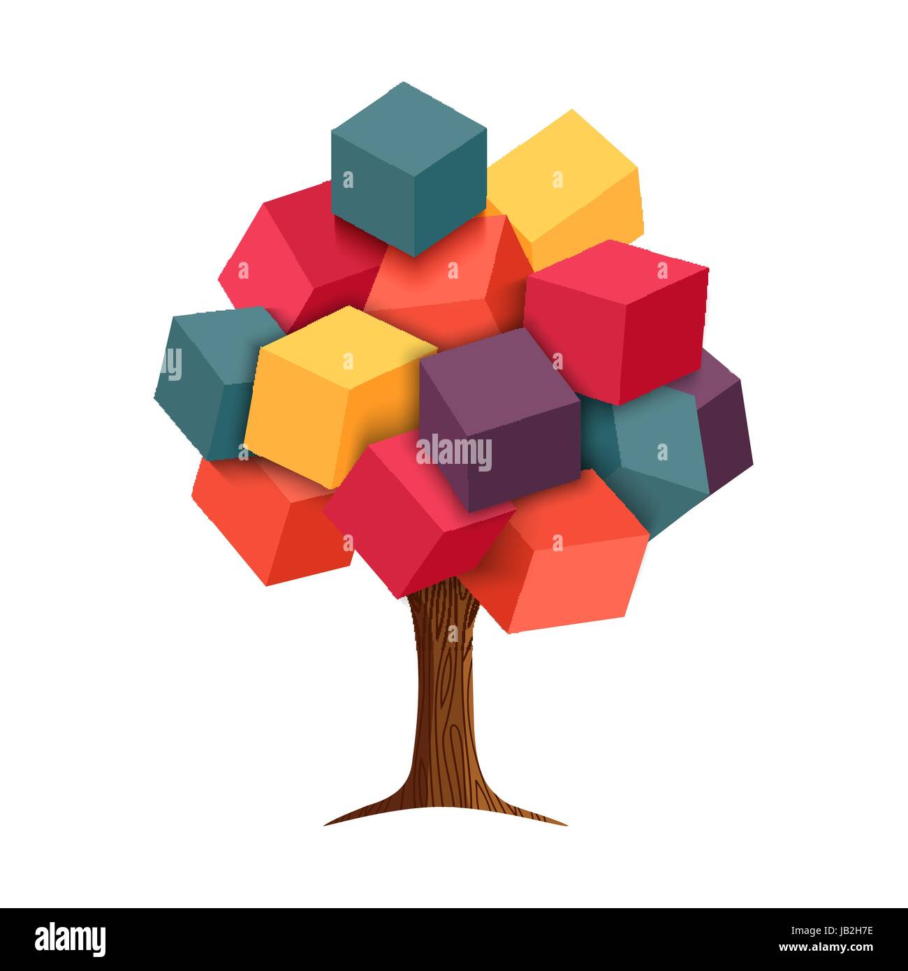 Abstract 3d albero con il cubo colorato forme come foglie, concept design illustrazione. EPS10 vettore. Illustrazione Vettoriale