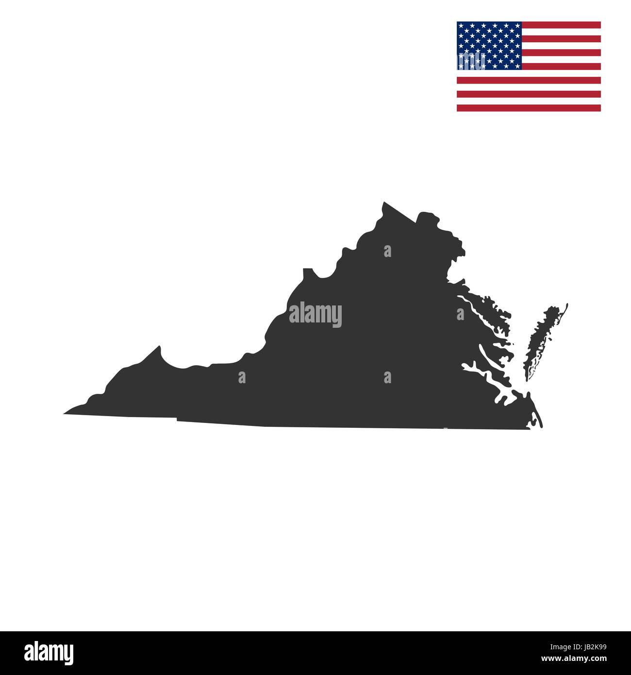 Mappa degli Stati Uniti Stato della Virginia Illustrazione Vettoriale