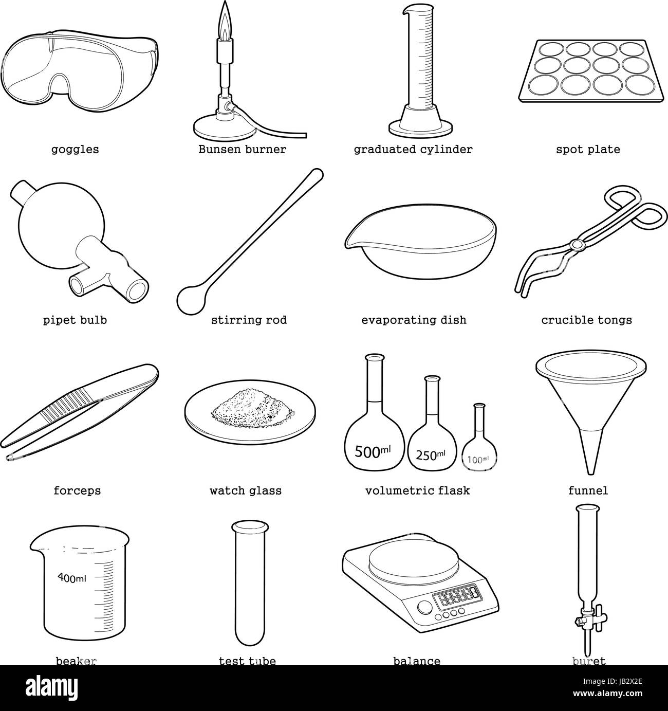 Laboratorio chimico strumenti set di icone di stile di contorno Immagine e  Vettoriale - Alamy