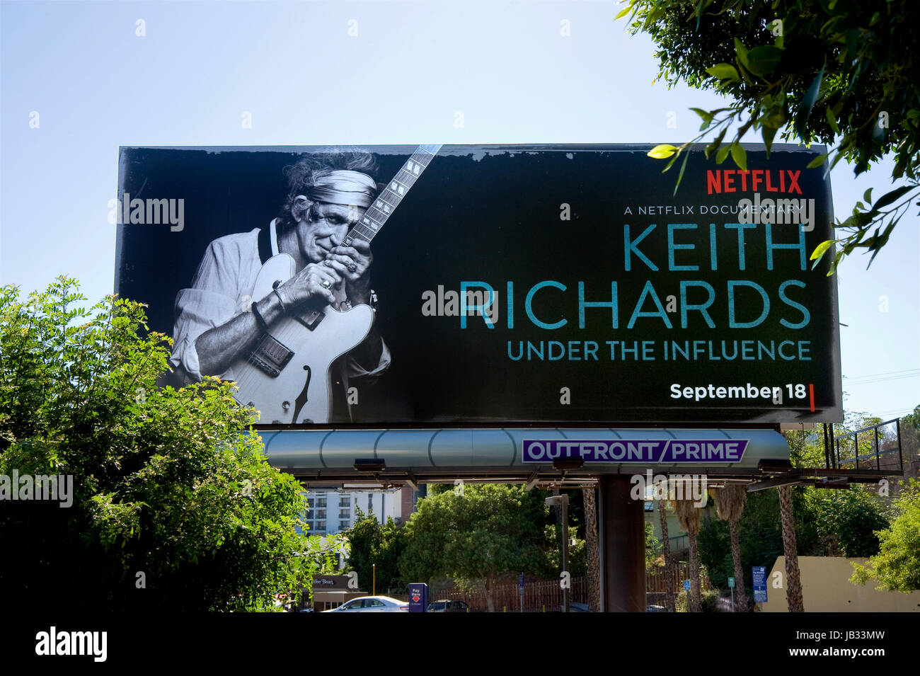 Keith Richards billboard sulla Sunset Strip di Los Angeles, CA Foto Stock