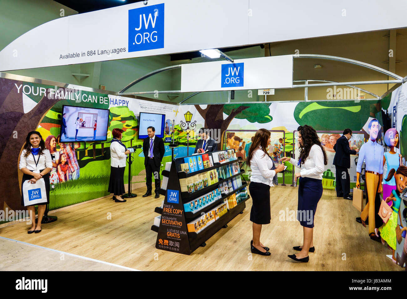 Miami Florida,Tamiami Park,Miami-Dade County Youth Fair & Exposition,espositore,mostra vendita jw.org,Jehovah's testimoni,religione,libri gratuiti,ministero,Hi Foto Stock