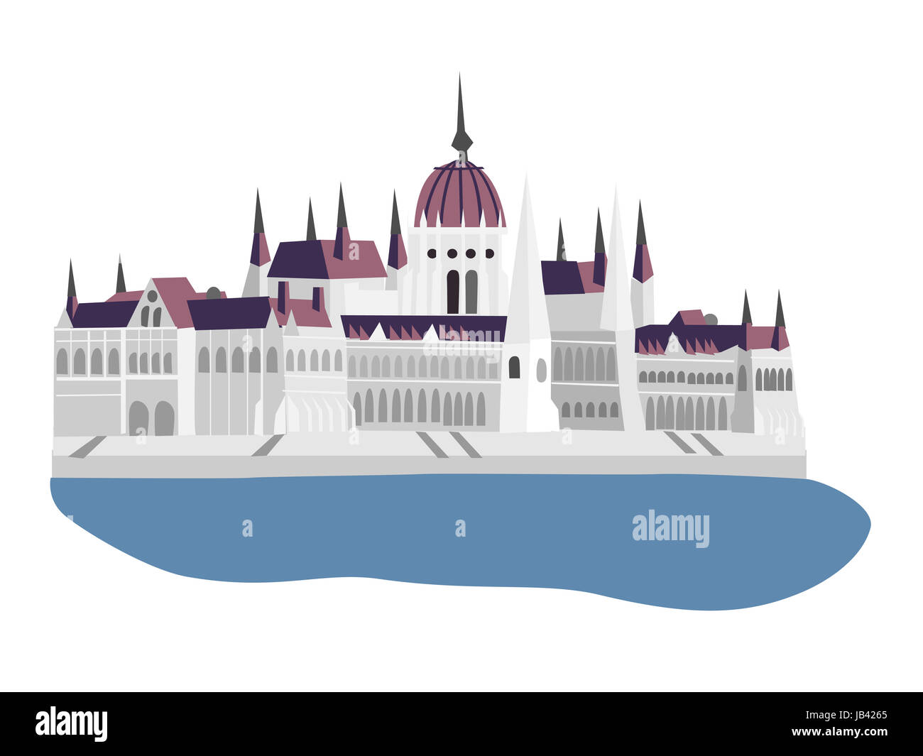 Il Parlamento di Ungheria, Budapest, illustrazione vettoriale Foto Stock