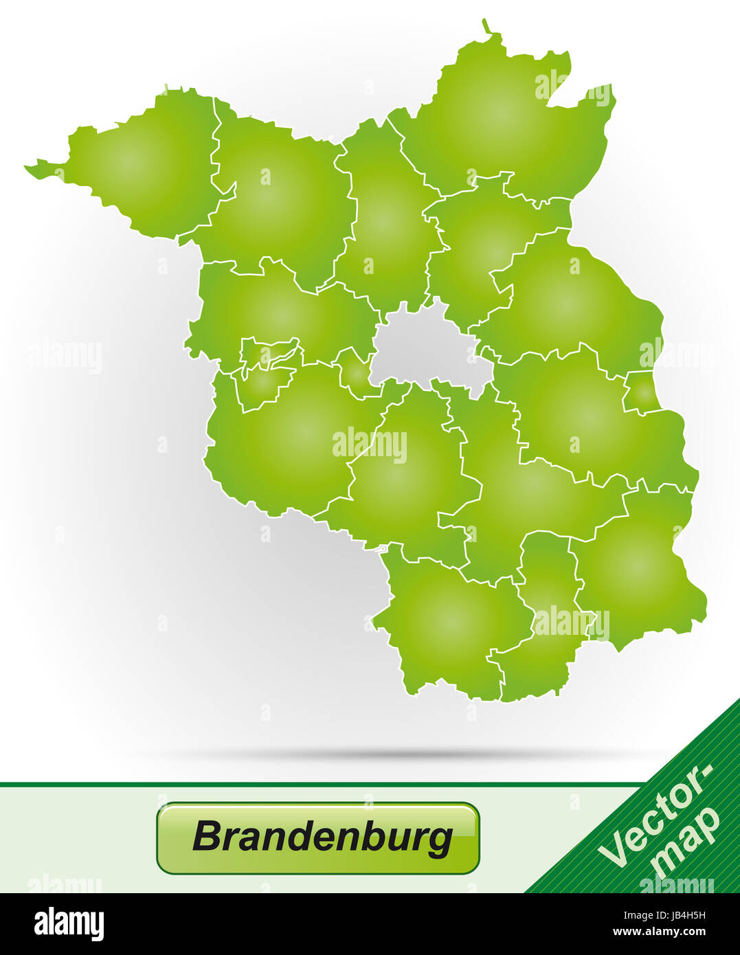 Brandeburgo in Deutschland als Grenzkarte mit Grenzen in Grün. Durch die ansprechende Gestaltung fügt sich die Karte perfekt in Ihr Vorhaben ein. Foto Stock