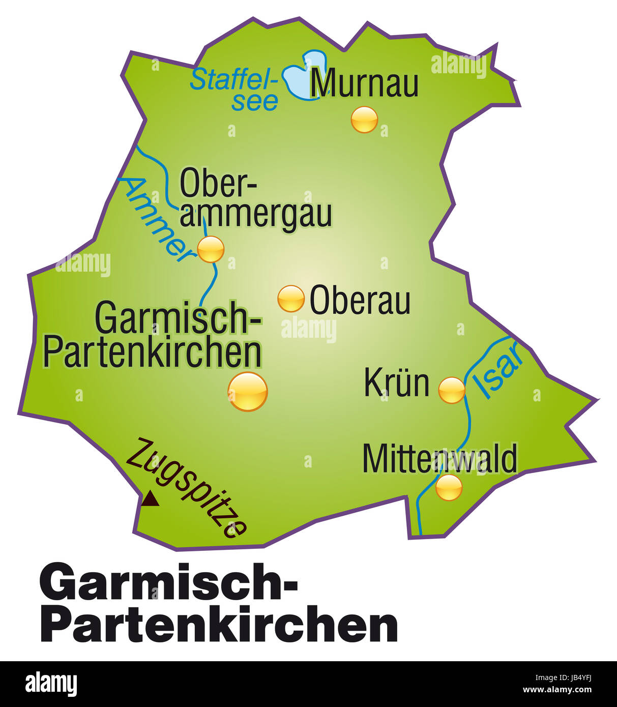 Die Karte ist modern gestaltet und enthält alle wichtigen Topographischen Informationen. Die Karte kann sofort eingesetzt werden und ist optimiert für den Druck und den Einsatz in digitalen Medien. Der Farbmodus ist RGB. Foto Stock