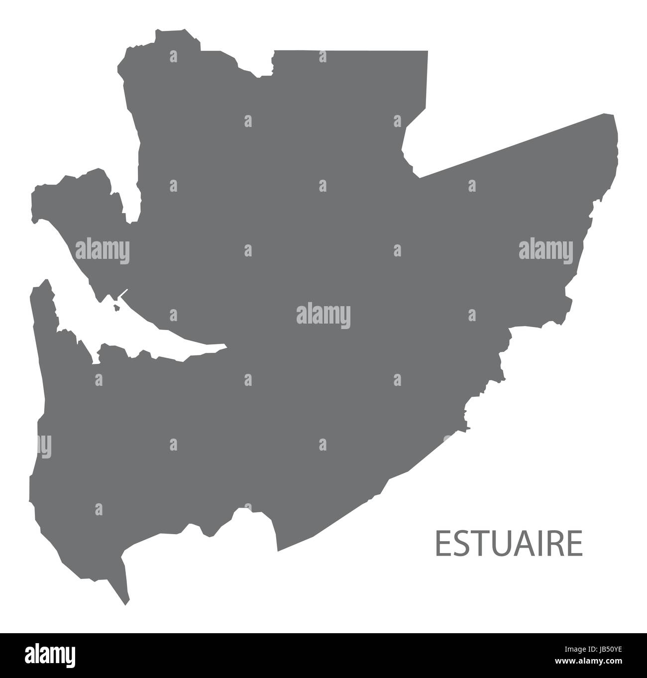 Estuaire mappa illustrazione grigio silhouette Illustrazione Vettoriale