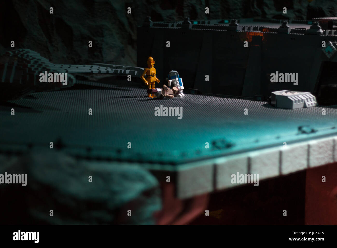 Ricreazione di una scena del film Star Wars Episodio III in mattoncini lego Foto Stock