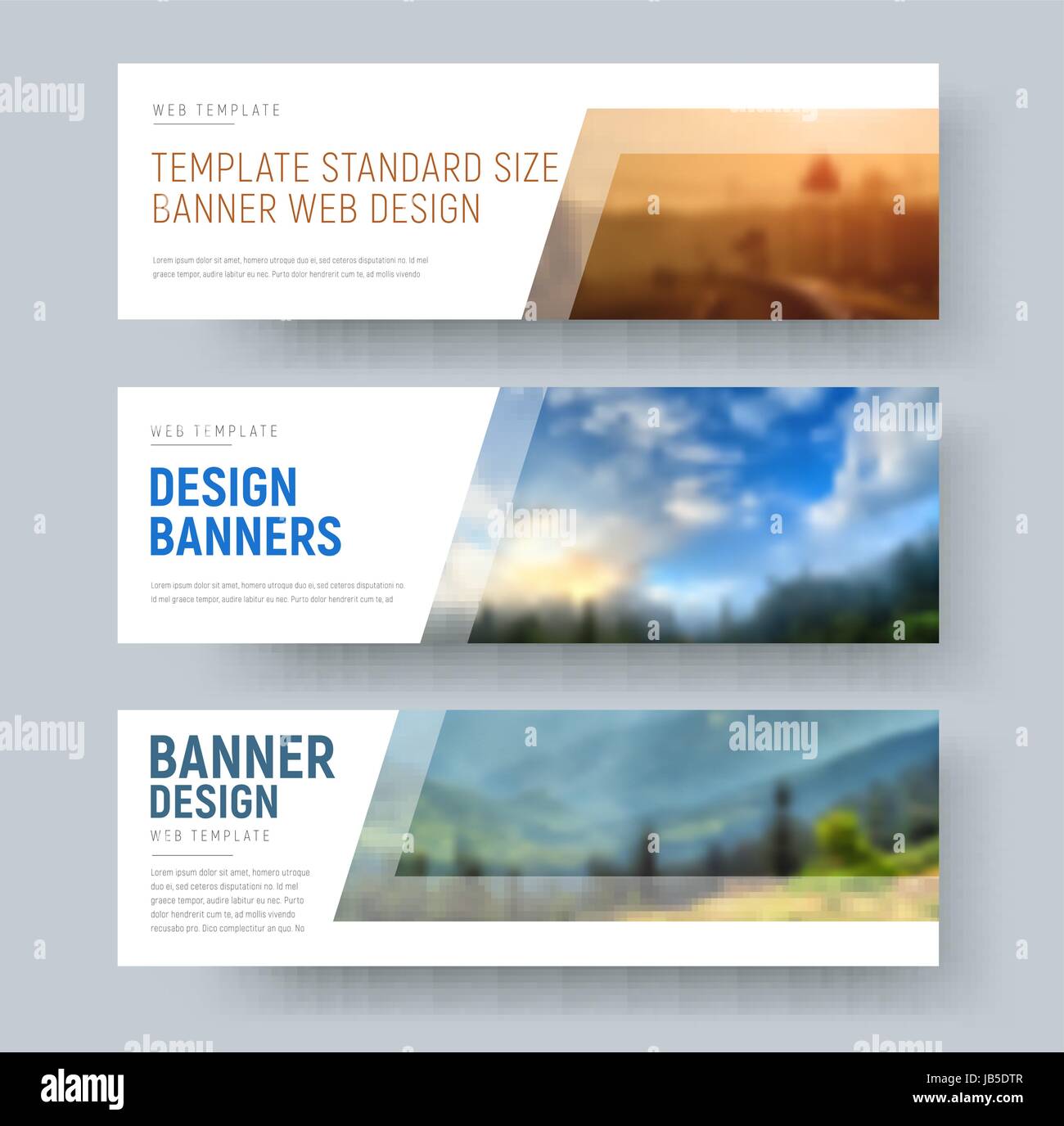 Progettazione di bianco standard orizzontale banner web con spazio per le immagini e il testo. Illustrazione Vettoriale. Impostare Illustrazione Vettoriale