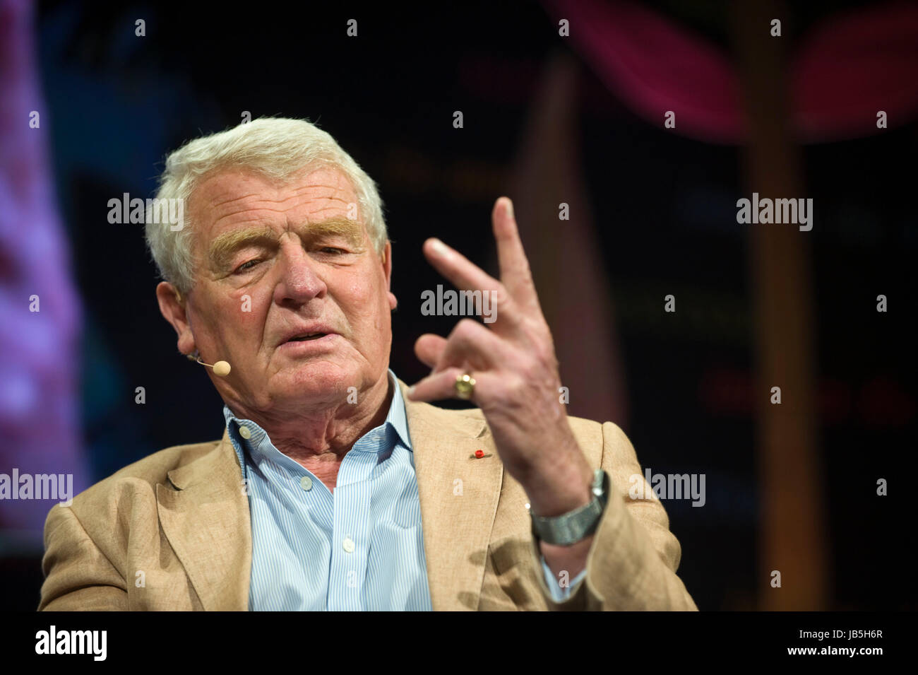 Paddy Ashdown british politico diplomatico e autore di parlare sul palco a hay festival della letteratura e delle arti 2017, Hay-on-Wye, POWYS, Wales, Regno Unito Foto Stock