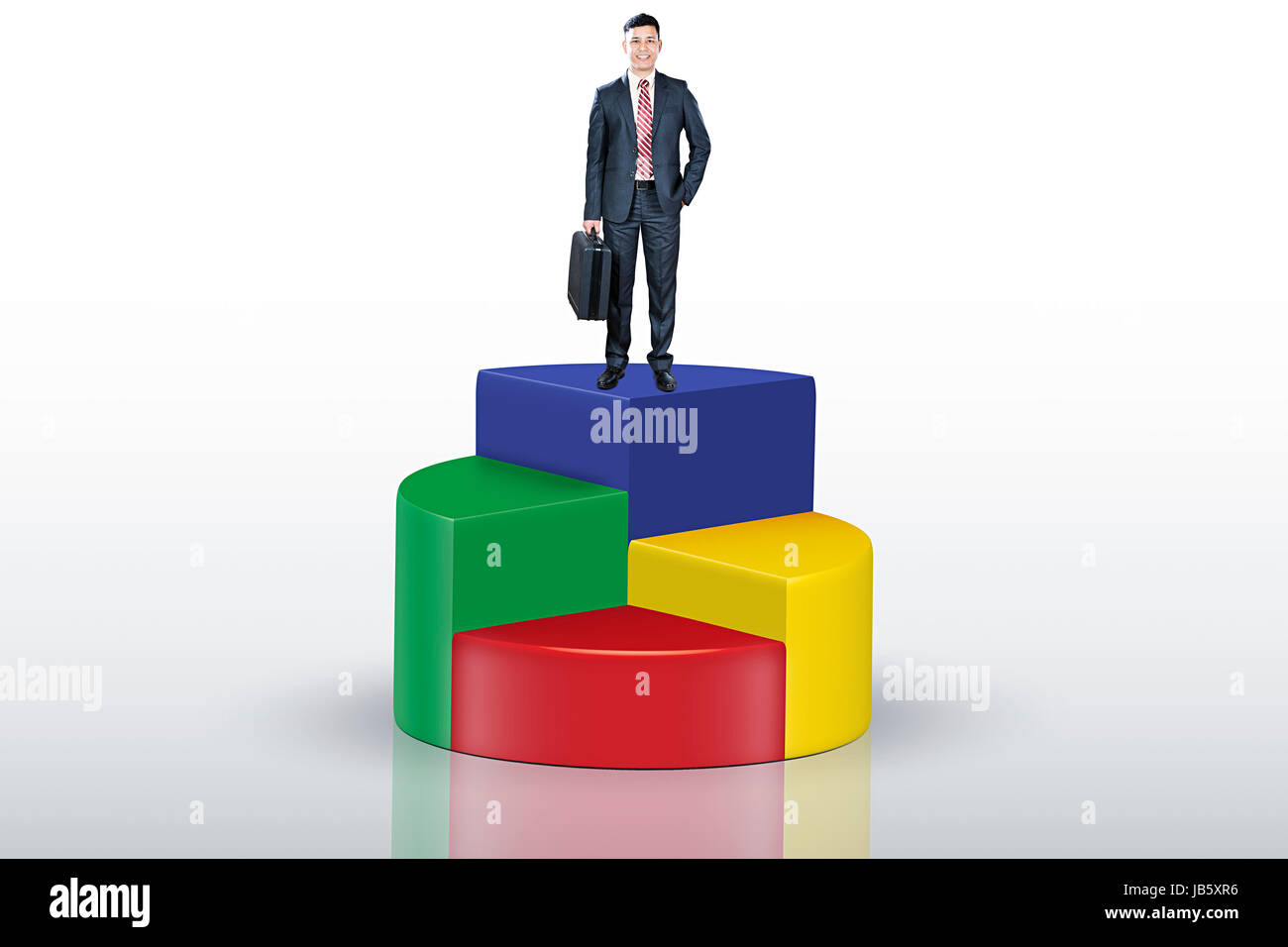 1 business man standing digital diagramma a torta allo sviluppo economico di promozione del grafico Foto Stock